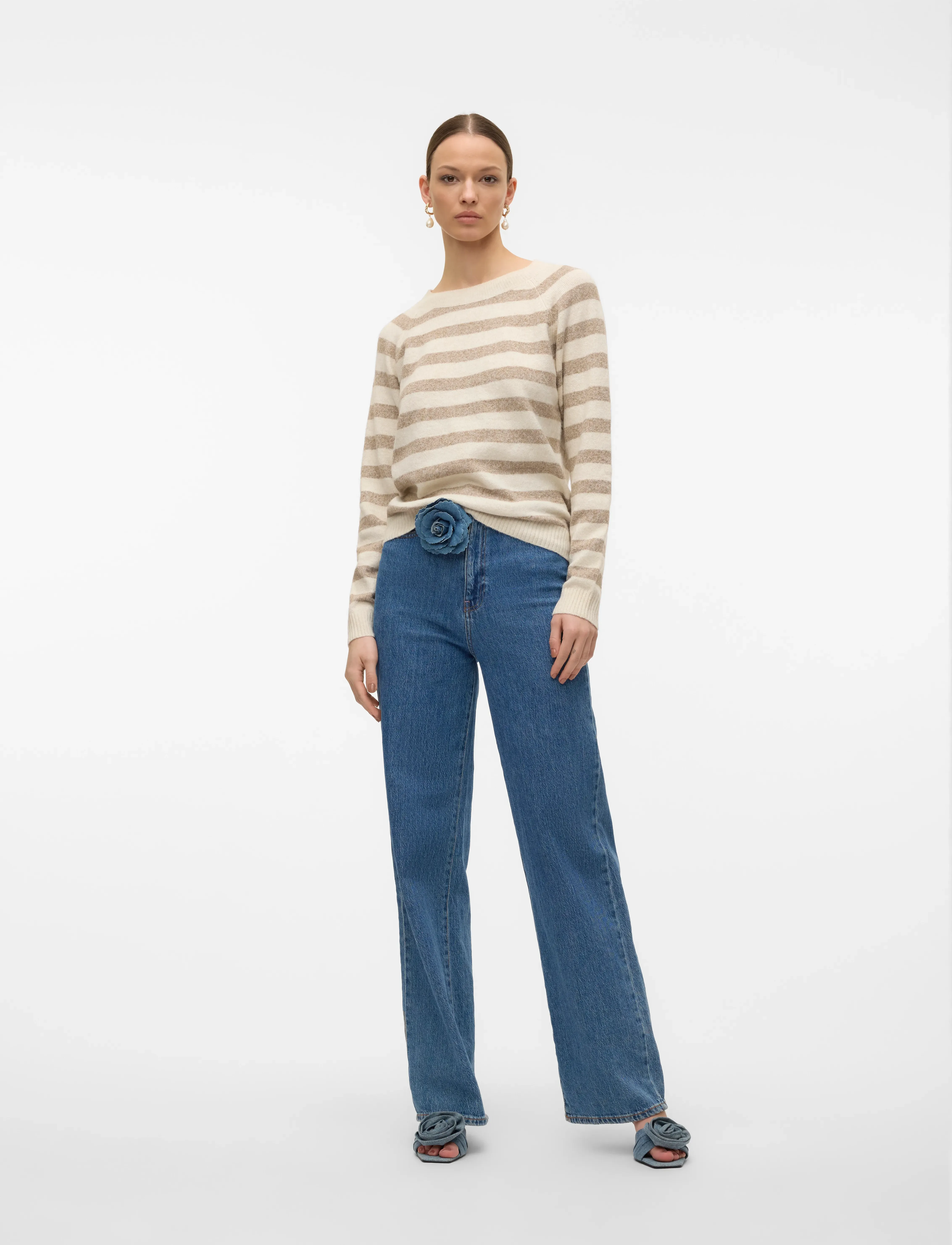 Vero Moda - VMDOFFY LS O-NECK BLOUSE GA NOOS - stickade tröjor - birch - 5