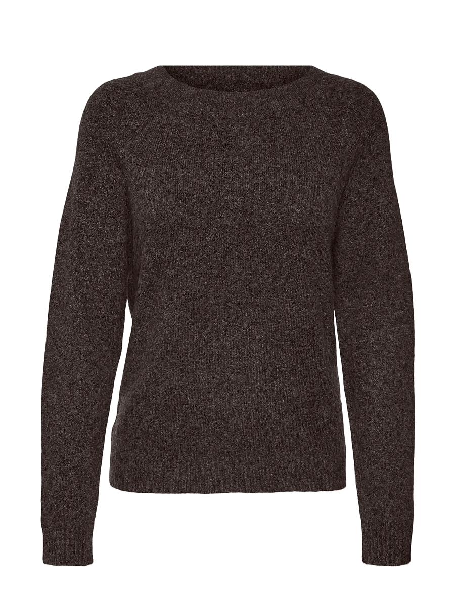 Vero Moda - VMDOFFY LS O-NECK BLOUSE GA NOOS - stickade tröjor - chocolate torte - 1