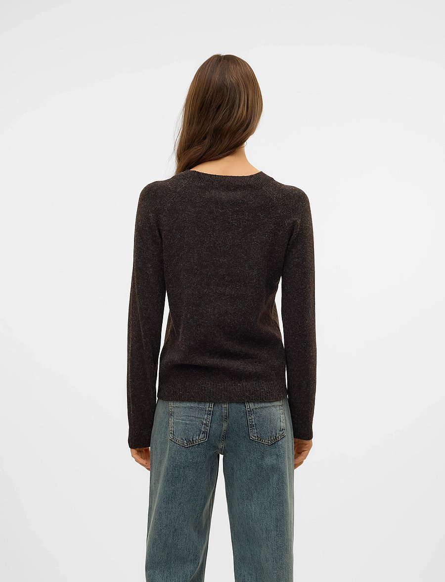 Vero Moda - VMDOFFY LS O-NECK BLOUSE GA NOOS - stickade tröjor - chocolate torte - 2