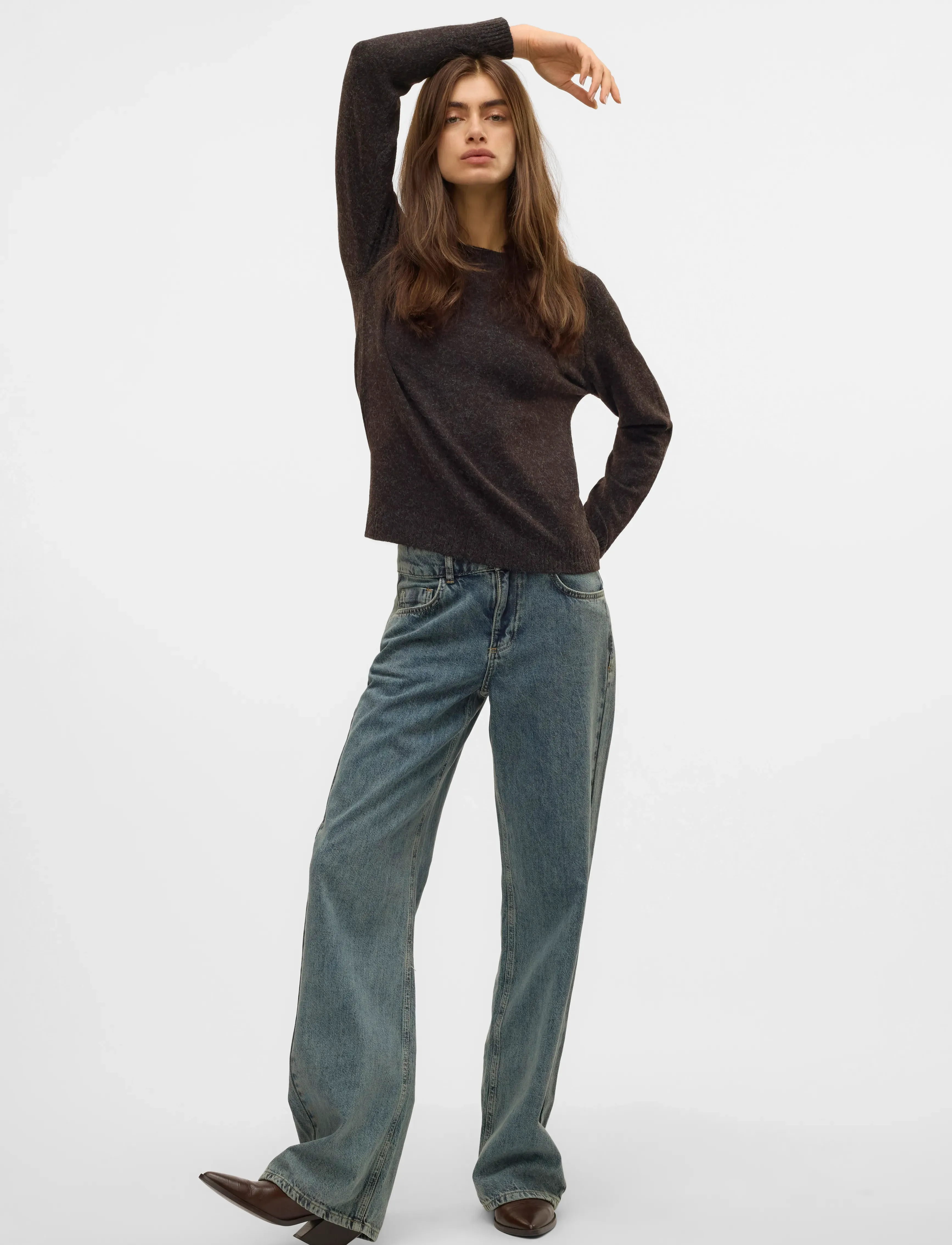 Vero Moda - VMDOFFY LS O-NECK BLOUSE GA NOOS - jumpers - chocolate torte - 3