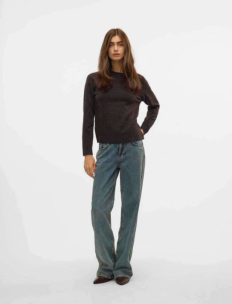Vero Moda - VMDOFFY LS O-NECK BLOUSE GA NOOS - striktrøjer - chocolate torte - 4