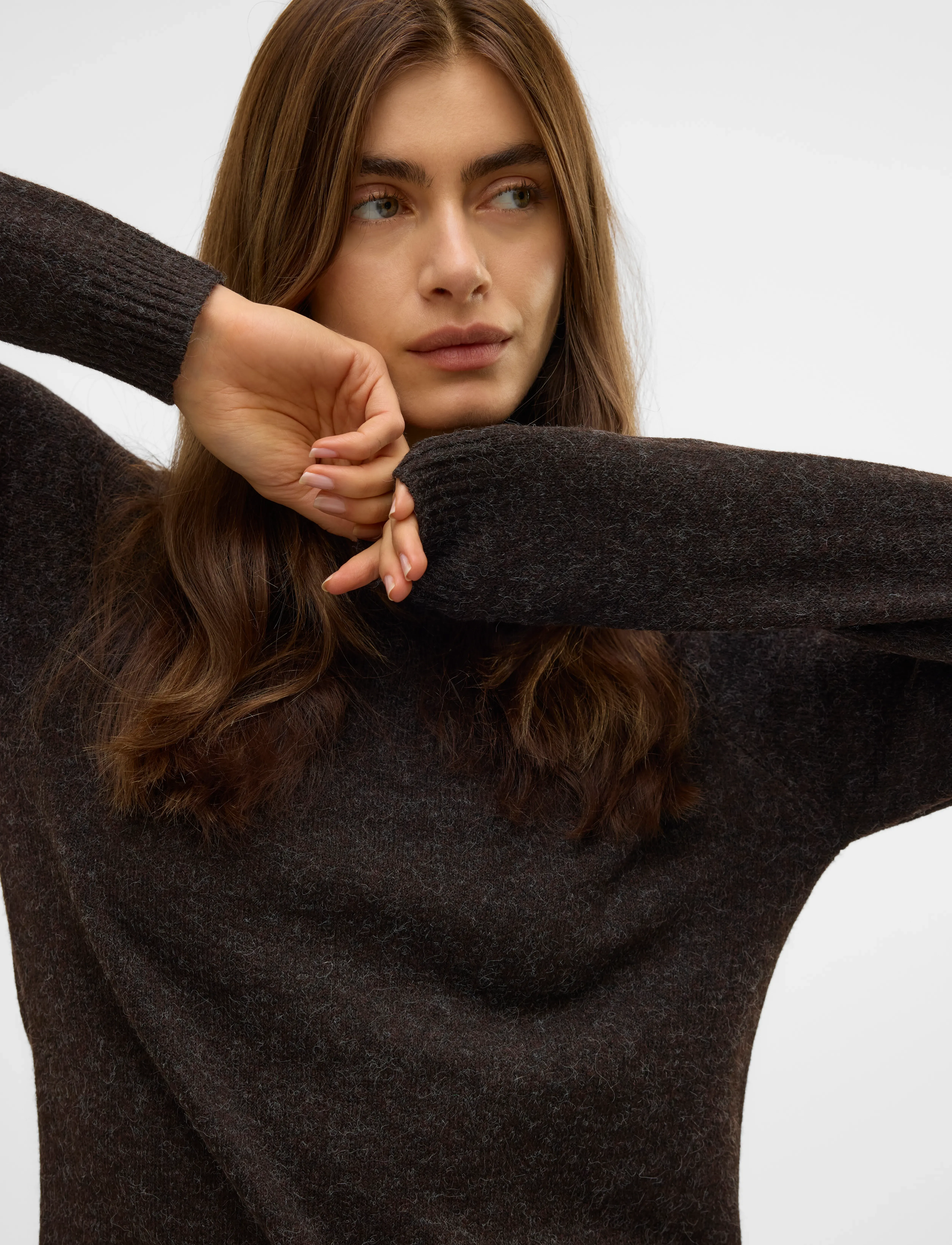 Vero Moda - VMDOFFY LS O-NECK BLOUSE GA NOOS - jumpers - chocolate torte - 5
