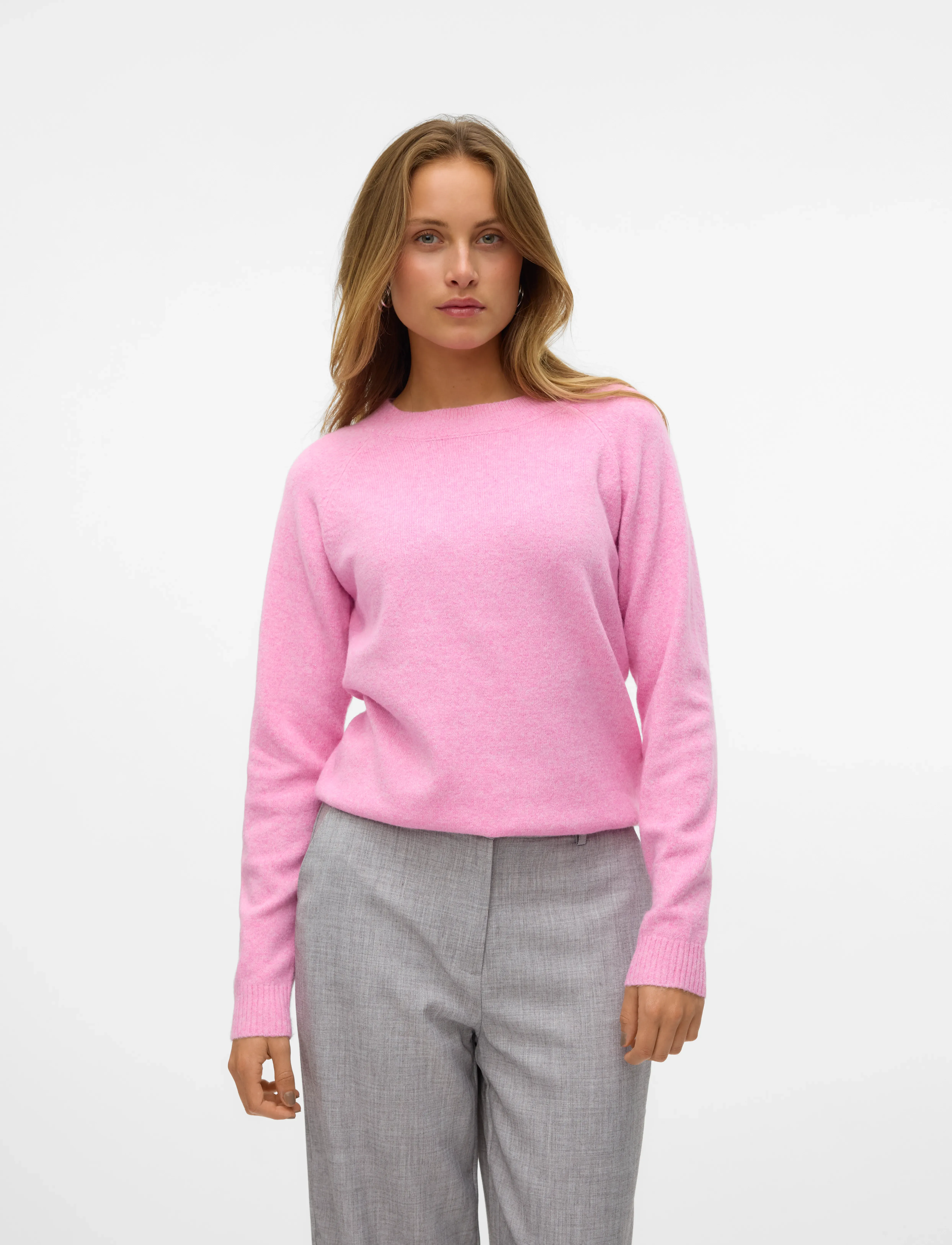 Vero Moda Vmdoffy Ls O-Neck Blouse Ga Noos, L, Knitwear, Rosa - Jumpers, Frauen