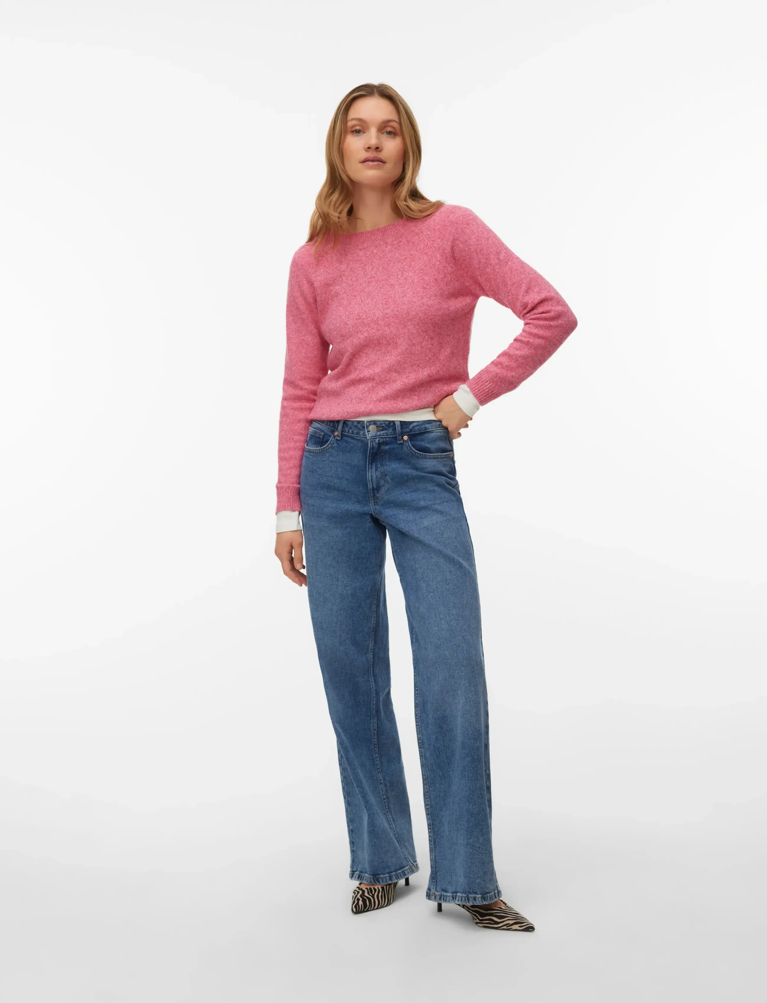 Vero Moda Vmdoffy Ls O-Neck Blouse Ga Noos, M, Knitwear, Rosa - Jumpers, Frauen