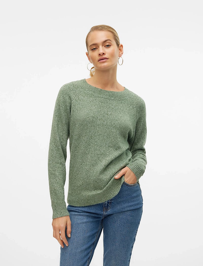 Vero Moda - VMDOFFY LS O-NECK BLOUSE GA NOOS - stickade tröjor - laurel wreath - 0