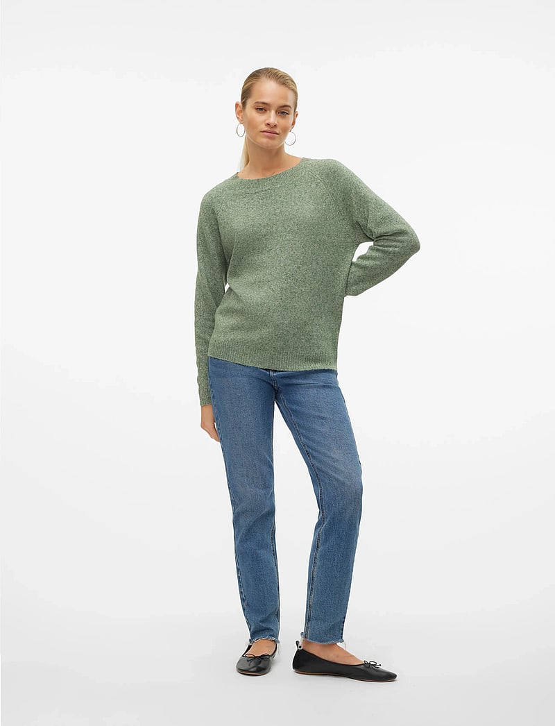 Vero Moda - VMDOFFY LS O-NECK BLOUSE GA NOOS - stickade tröjor - laurel wreath - 4
