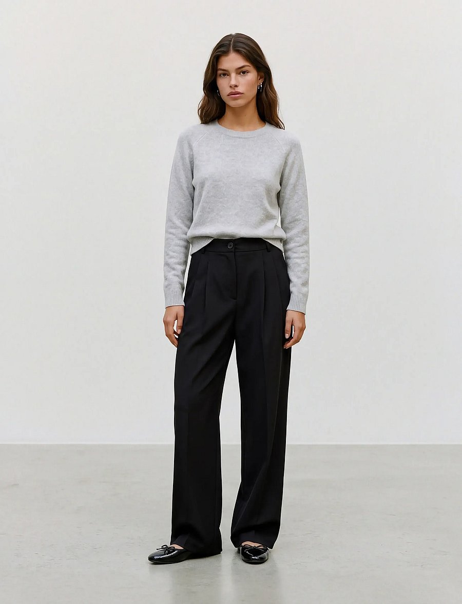 Vero Moda - VMDOFFY LS O-NECK BLOUSE GA NOOS - stickade tröjor - light grey melange - 0