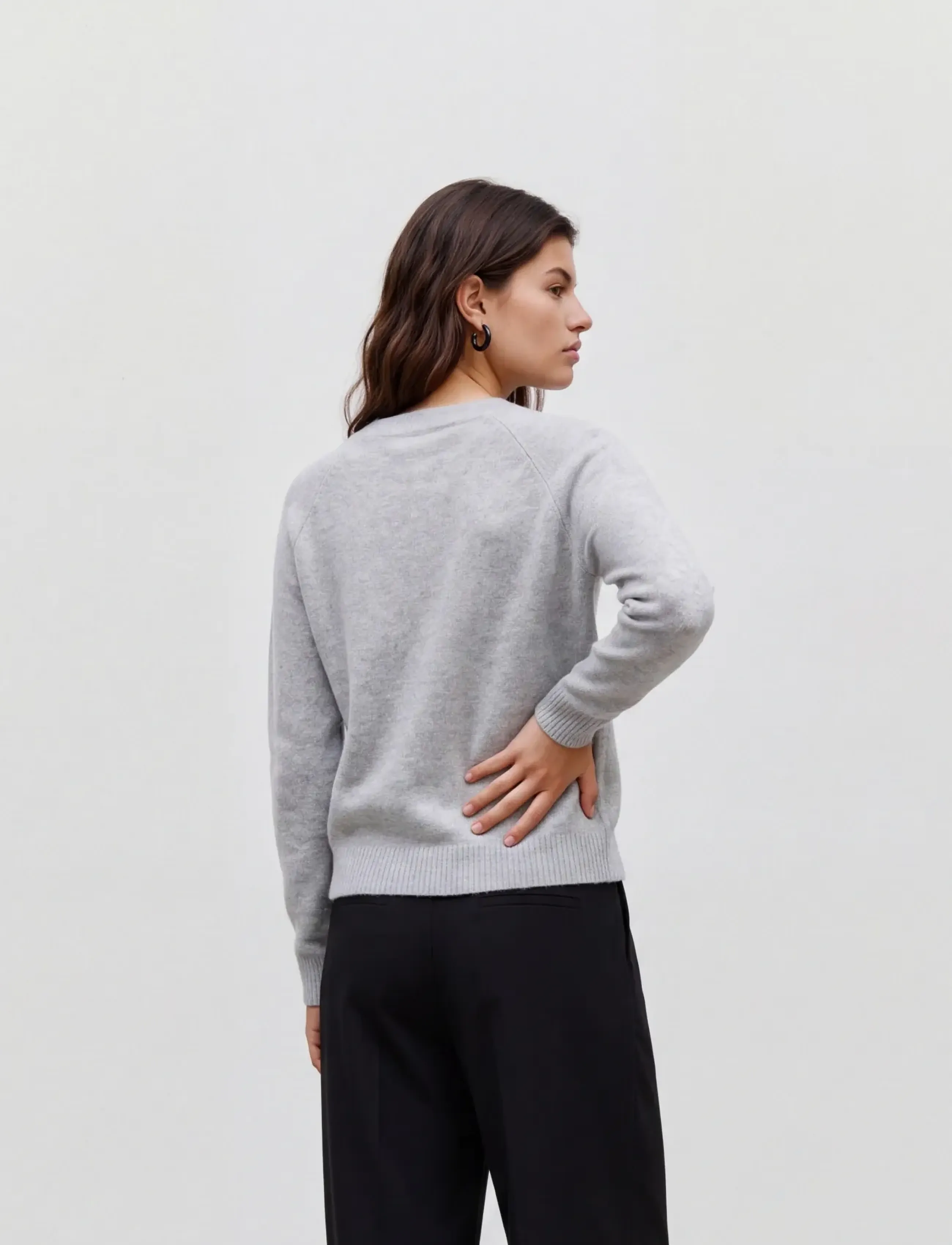 Vero Moda - VMDOFFY LS O-NECK BLOUSE GA NOOS - stickade tröjor - light grey melange - 3