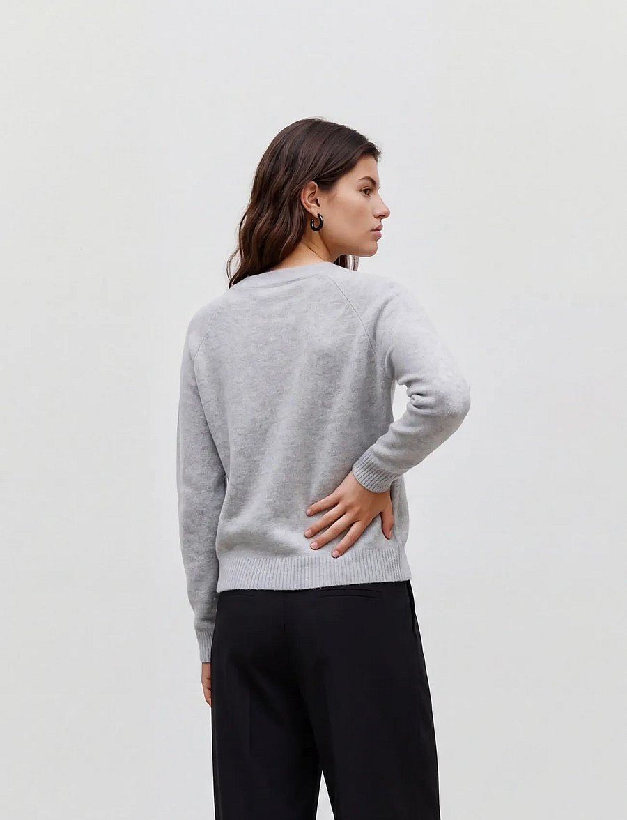 Vero Moda - VMDOFFY LS O-NECK BLOUSE GA NOOS - stickade tröjor - light grey melange - 3