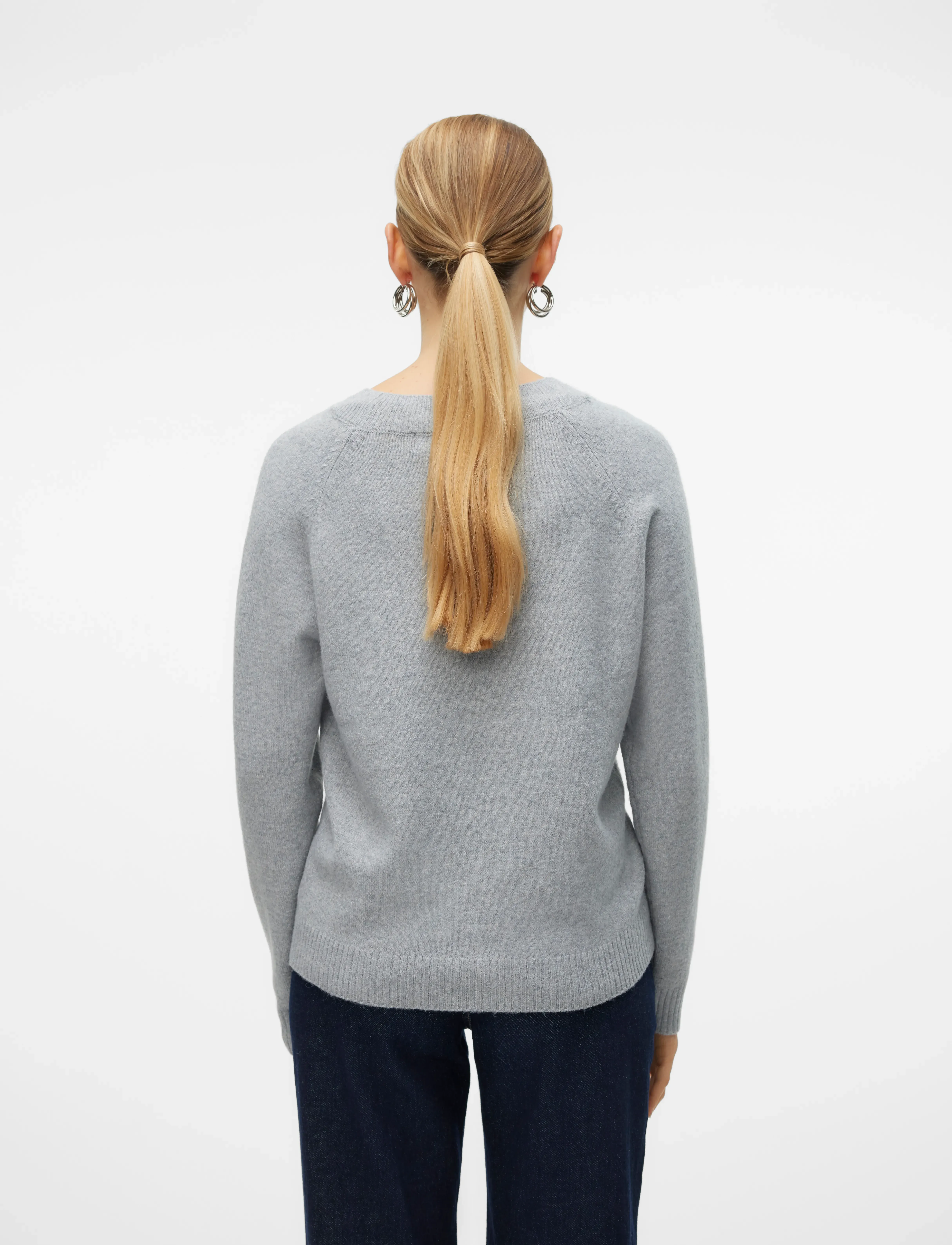 Vero Moda - VMDOFFY LS O-NECK BLOUSE GA NOOS - pullover - light grey melange - 3