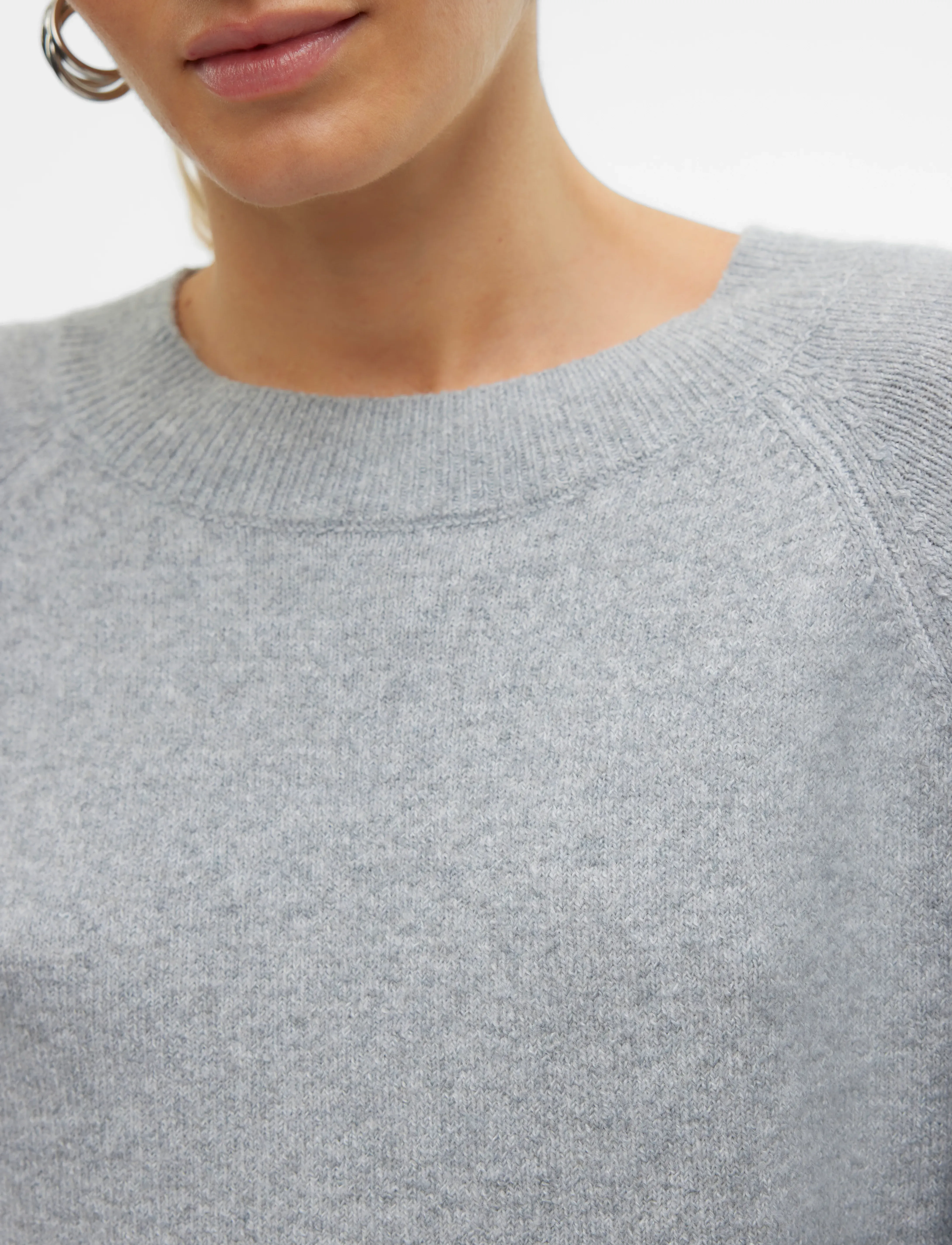 Vero Moda - VMDOFFY LS O-NECK BLOUSE GA NOOS - strikkegensere - light grey melange - 5