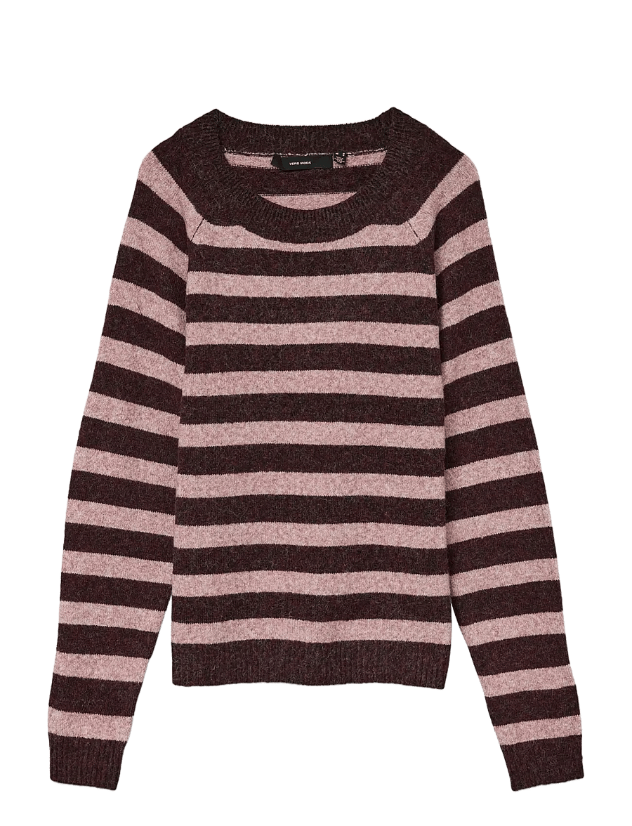 Vero Moda - VMDOFFY LS O-NECK BLOUSE GA NOOS - stickade tröjor - winetasting - 1