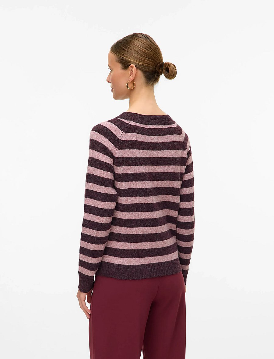Vero Moda - VMDOFFY LS O-NECK BLOUSE GA NOOS - stickade tröjor - winetasting - 2