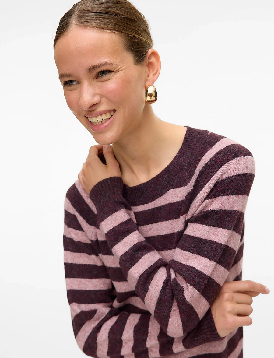 Vero Moda - VMDOFFY LS O-NECK BLOUSE GA NOOS - stickade tröjor - winetasting - 3