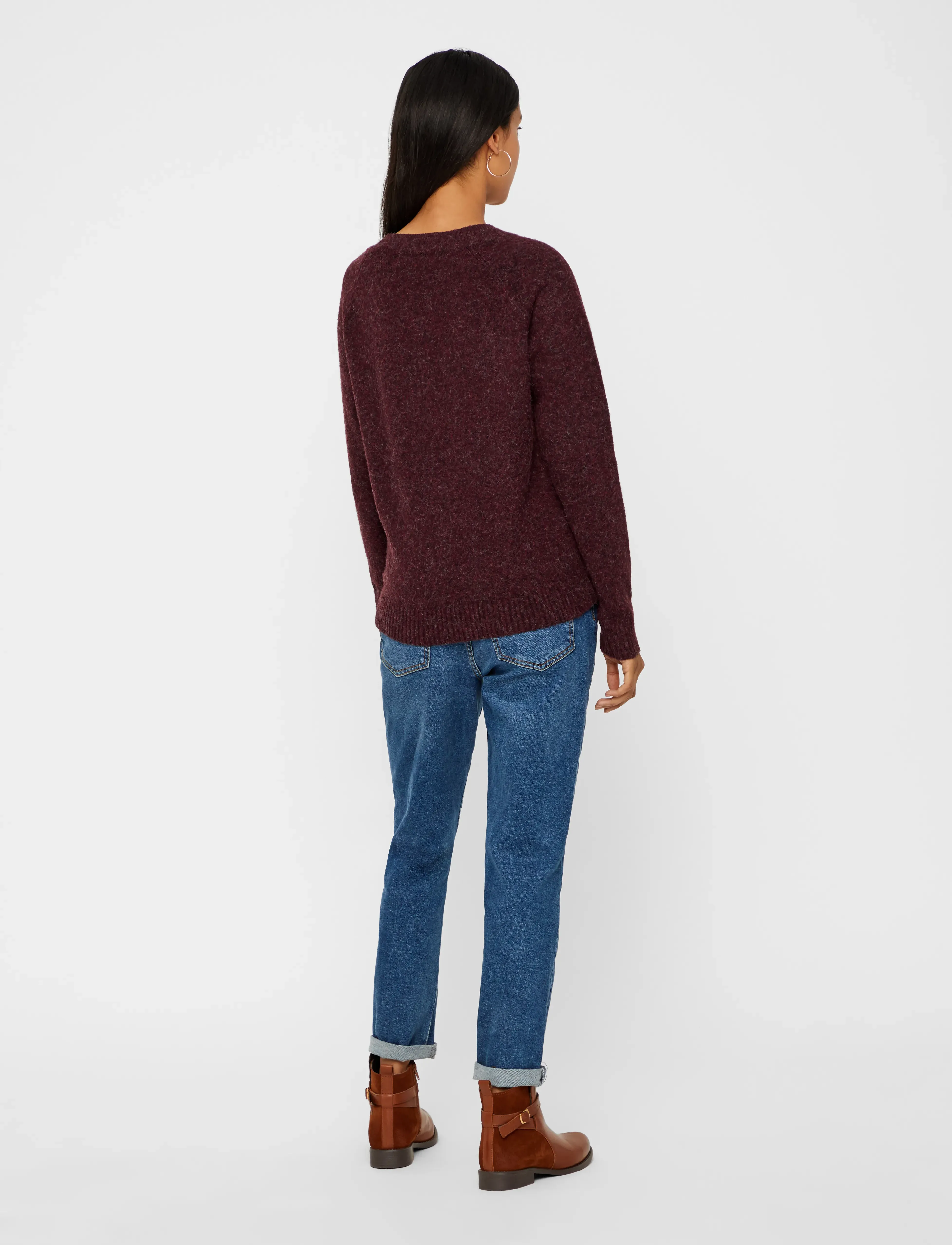 Vero Moda - VMDOFFY LS O-NECK BLOUSE GA NOOS - striktrøjer - winetasting - 2
