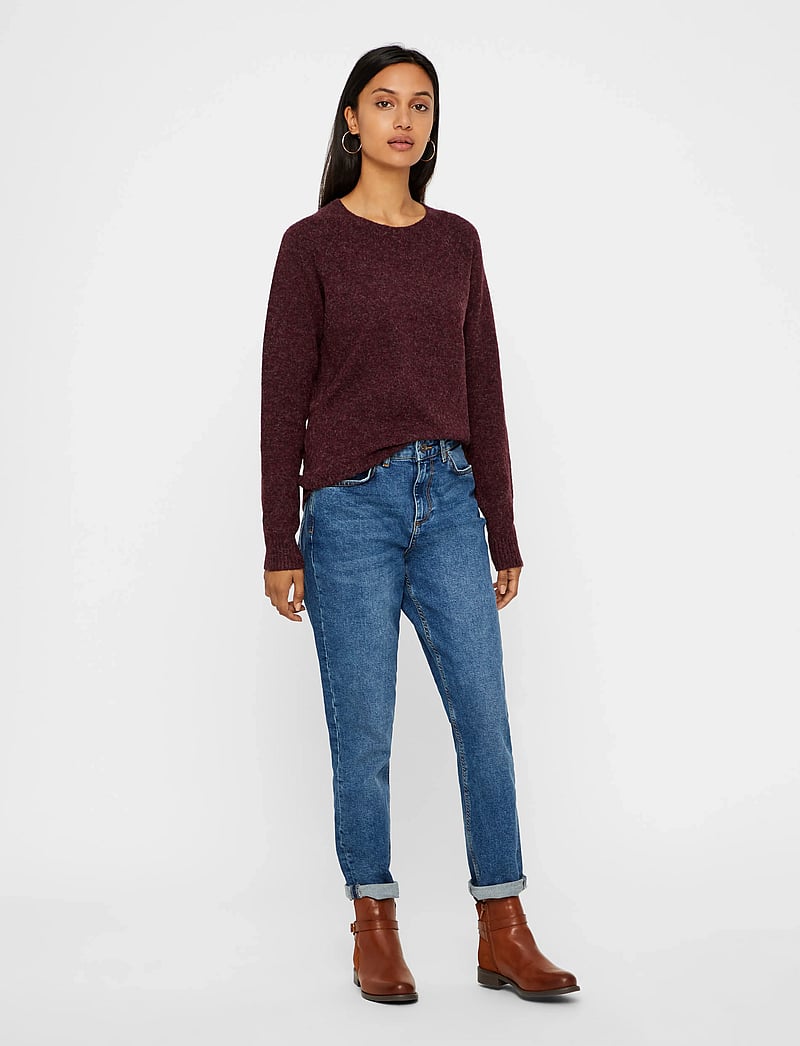 Vero Moda - VMDOFFY LS O-NECK BLOUSE GA NOOS - striktrøjer - winetasting - 3