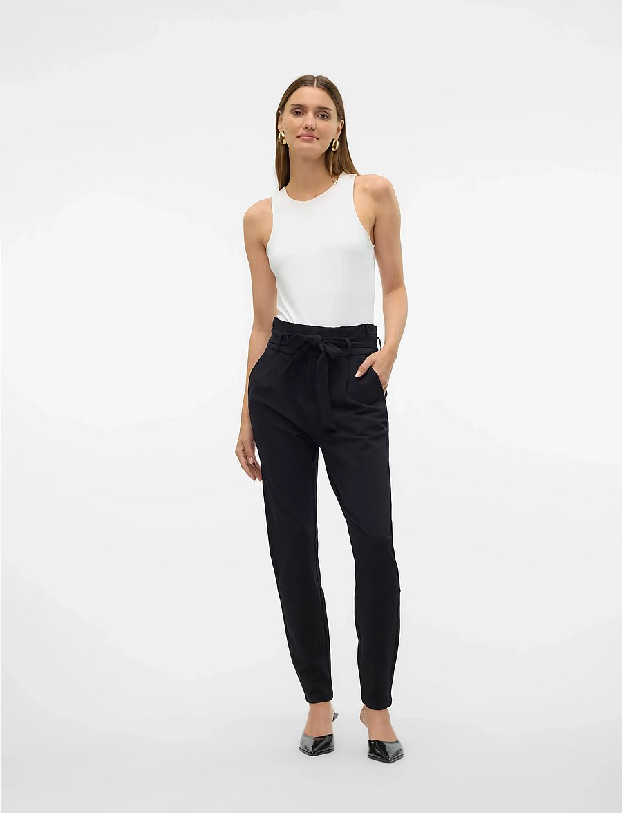 Vero Moda - VMEVA HW LOOSE PAPERBAG PANT NOOS - slim-fit hosen - black - 5