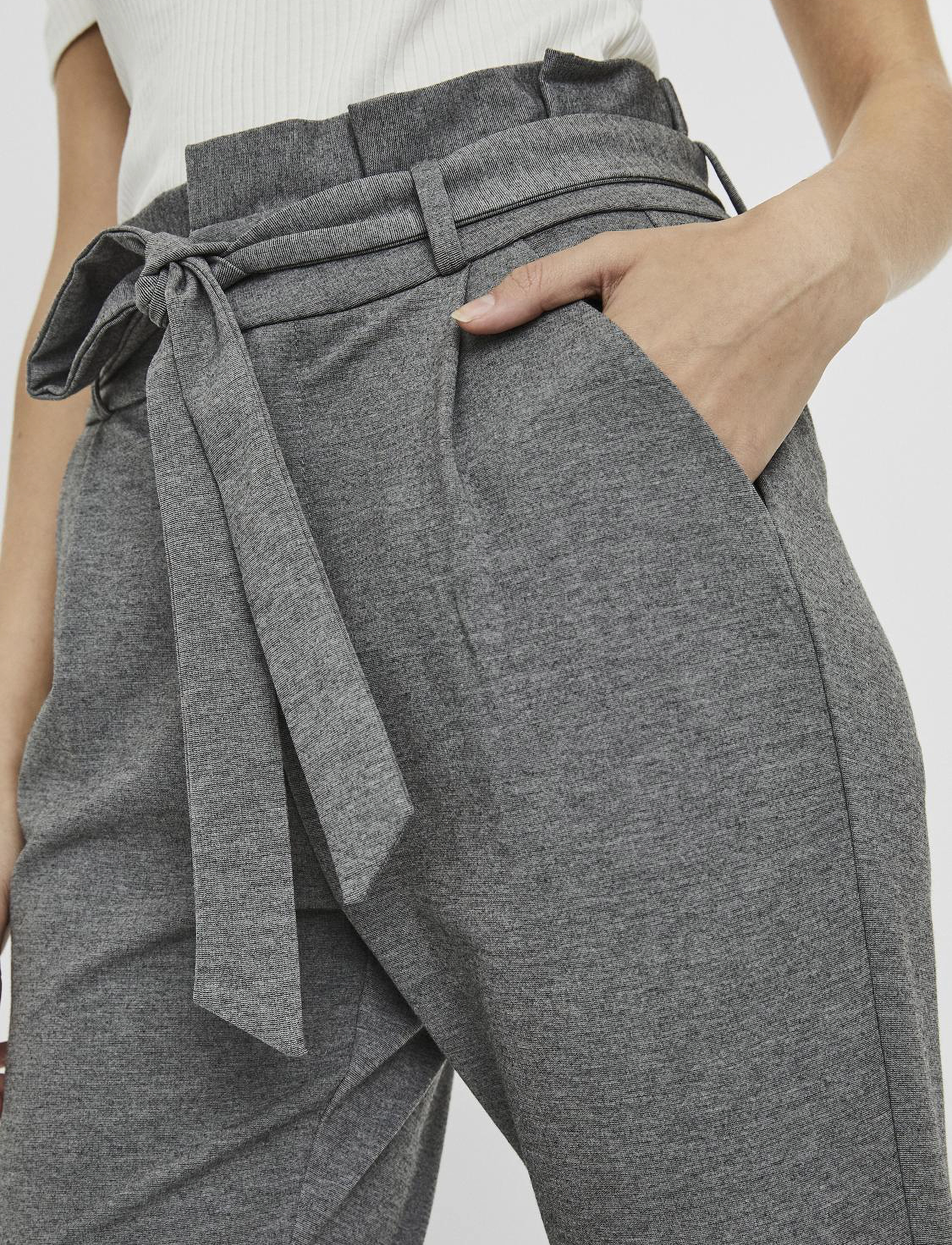 Vero Moda - VMEVA HW LOOSE PAPERBAG PANT NOOS - slim fit bukser - medium grey melange - 5