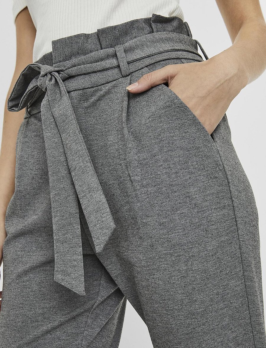Vero Moda - VMEVA HW LOOSE PAPERBAG PANT NOOS - slim fit bukser - medium grey melange - 5