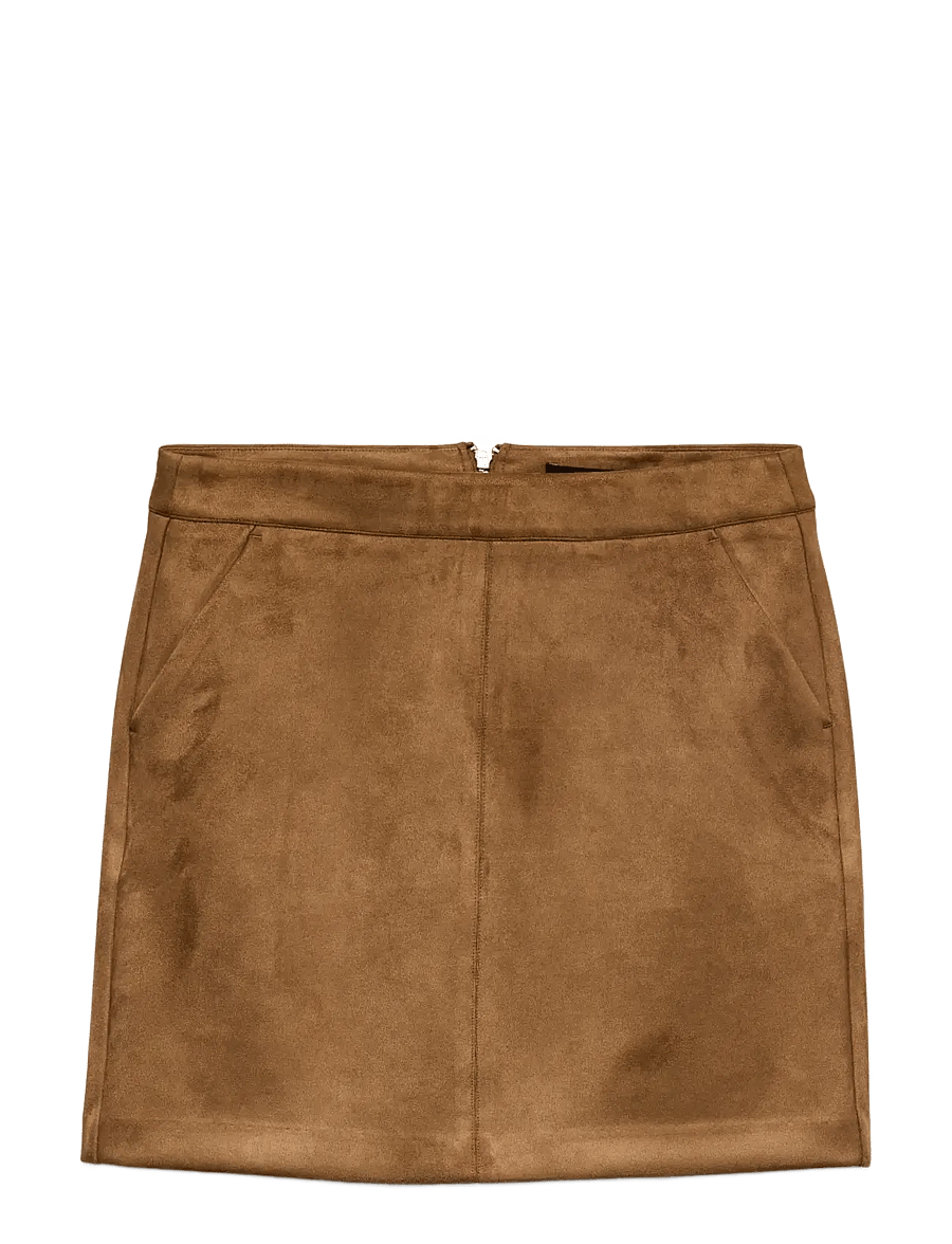 Vero Moda - VMDONNADINA FAUXSUEDE SHORT SKIRT NOOS - korte nederdele - cognac - 1