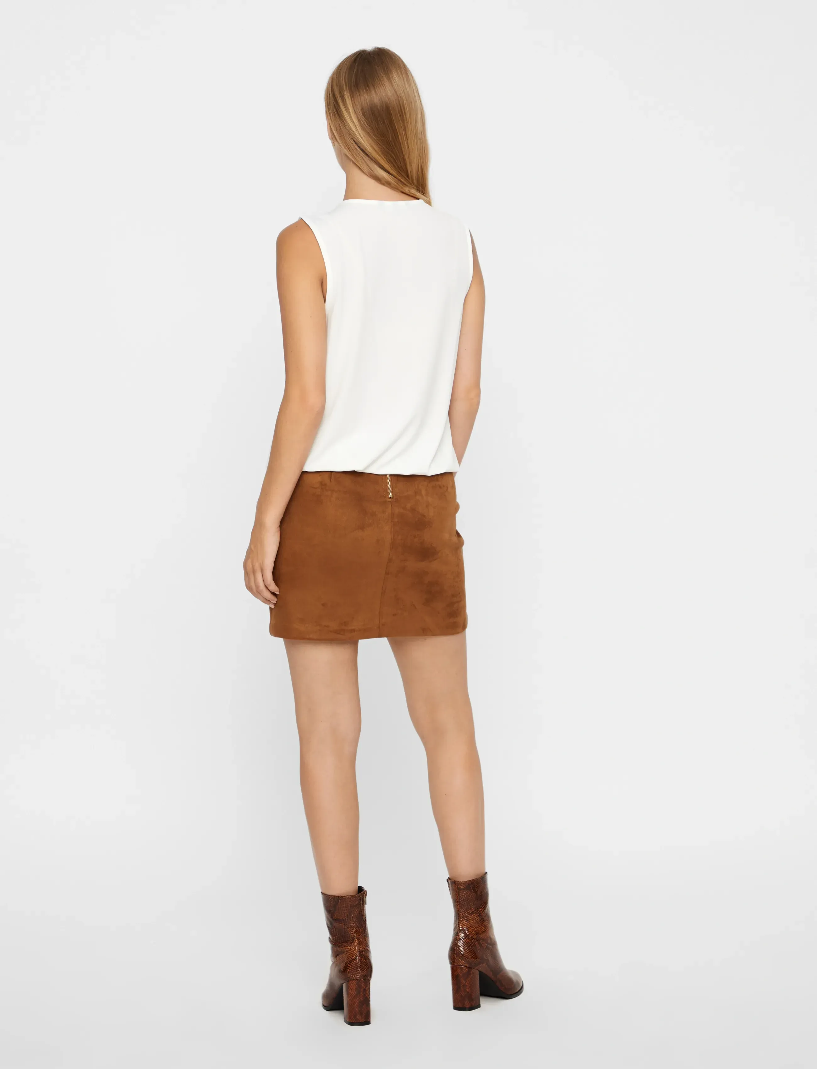 Vero Moda - VMDONNADINA FAUXSUEDE SHORT SKIRT NOOS - korte nederdele - cognac - 3