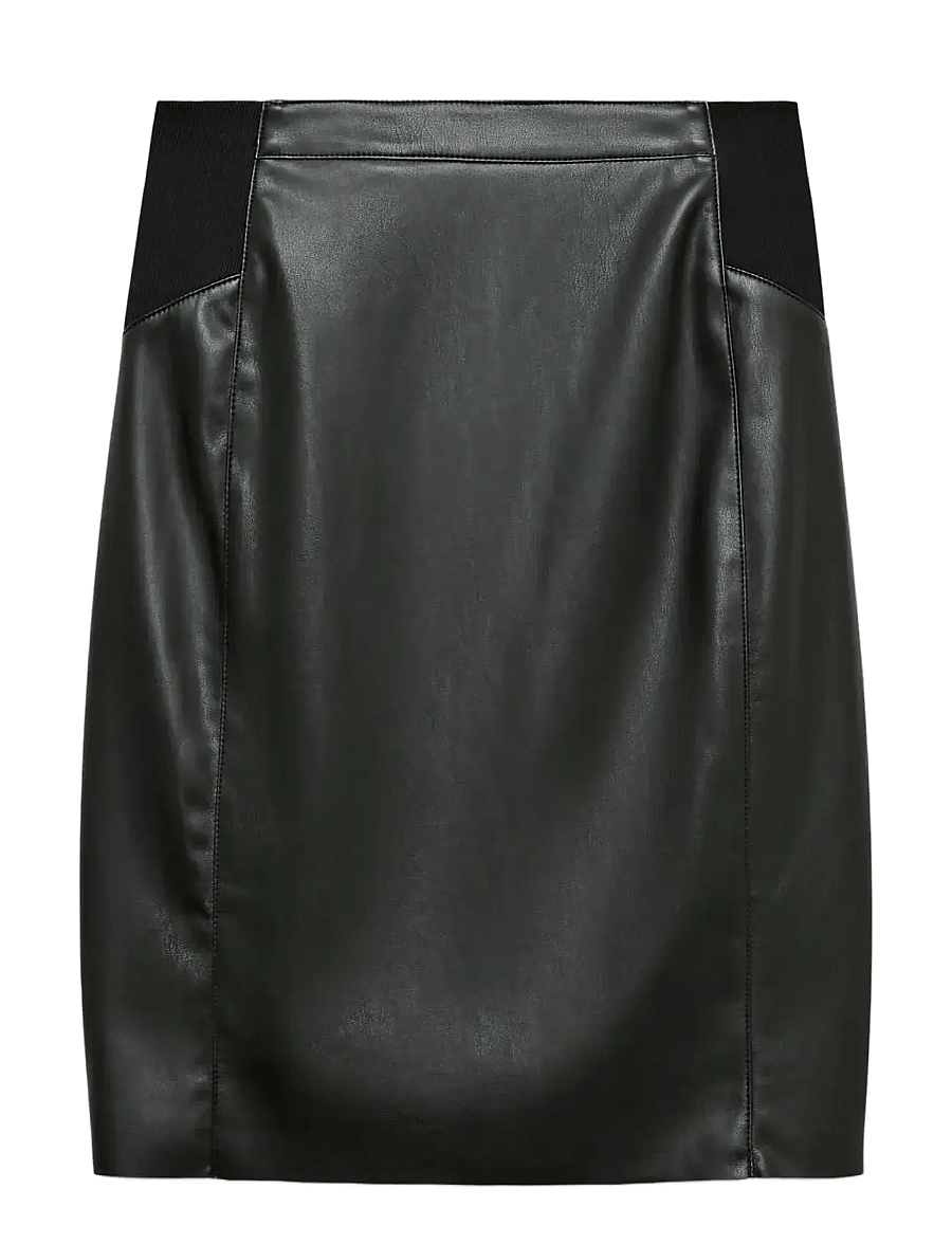 Vero Moda - VMBUTTERSIA HW COATED SKIRT NOOS - short skirts - black - 1