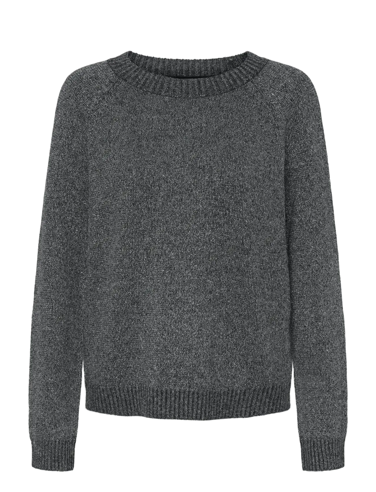 VMDOFFYSHINE LS O-NECK BLOUSE REP NOOS - ASPHALT