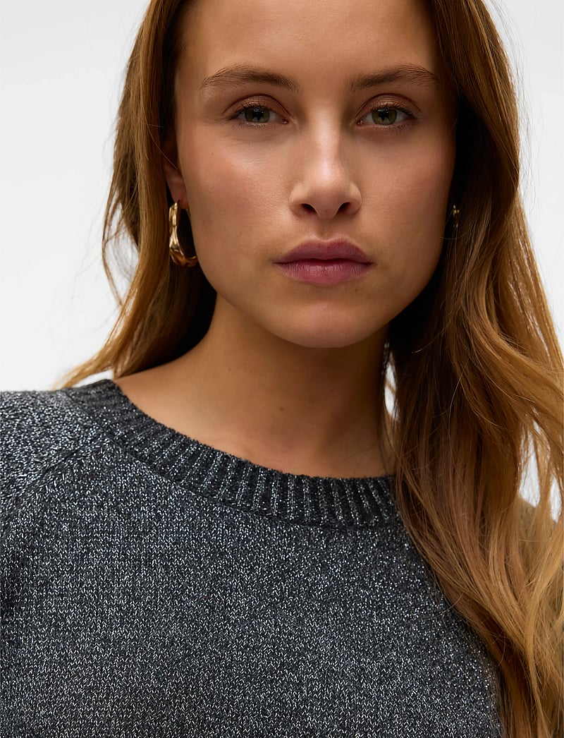 Vero Moda - VMDOFFYSHINE LS O-NECK BLOUSE REP NOOS - striktrøjer - asphalt - 5