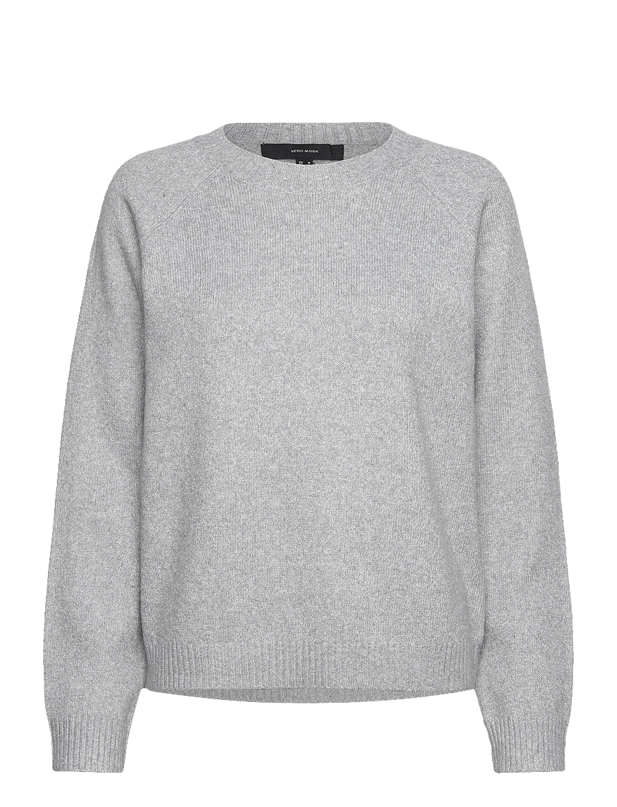Vero Moda - VMDOFFYSHINE LS O-NECK BLOUSE REP NOOS - striktrøjer - light grey melange - 1