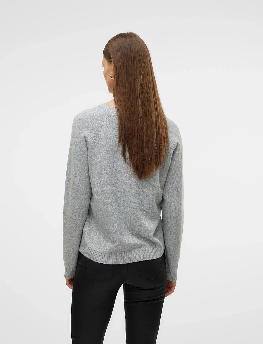 Vero Moda - VMDOFFYSHINE LS O-NECK BLOUSE REP NOOS - striktrøjer - light grey melange - 3
