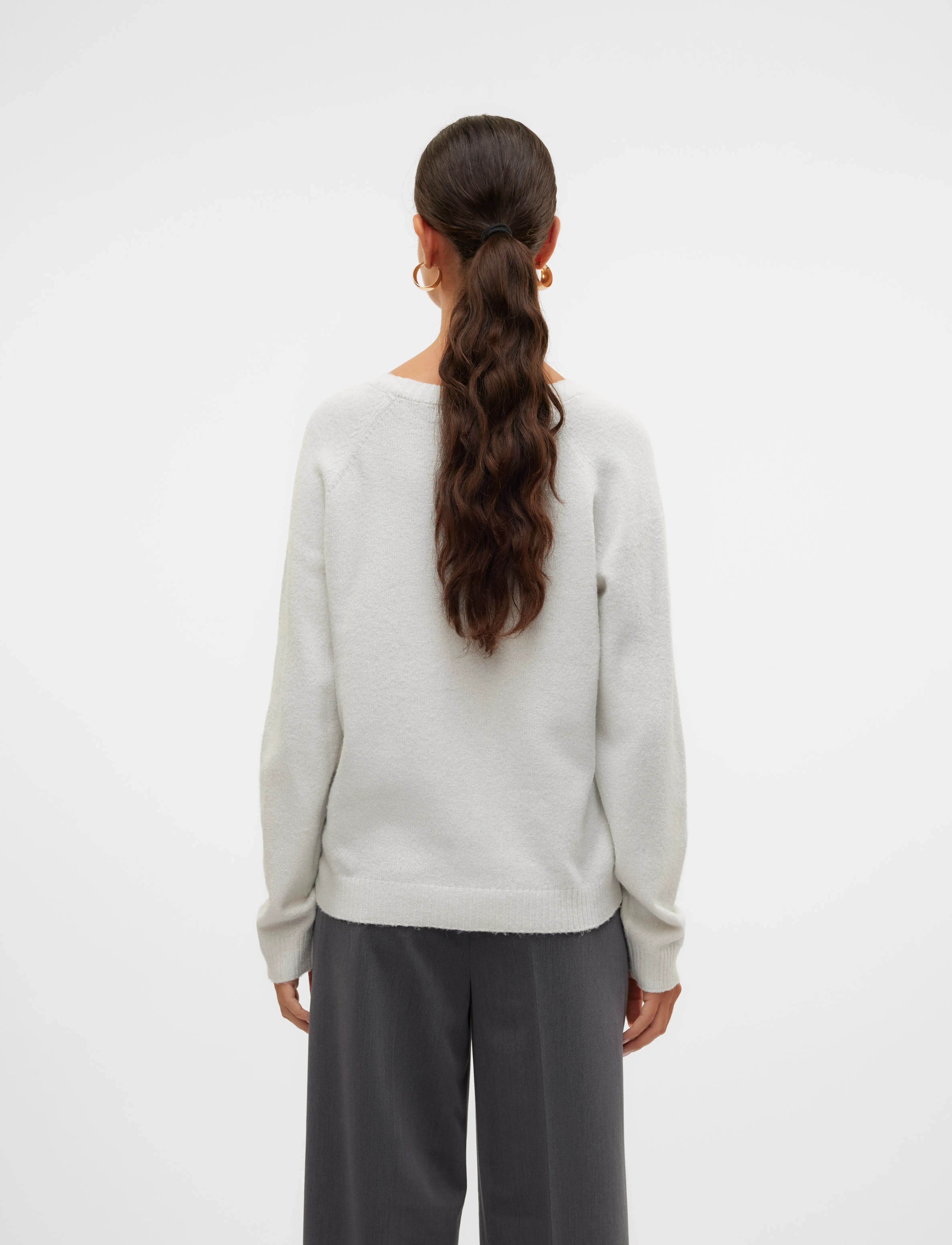 Vero Moda - VMDOFFYSHINE LS O-NECK BLOUSE REP NOOS - striktrøjer - snow white - 3