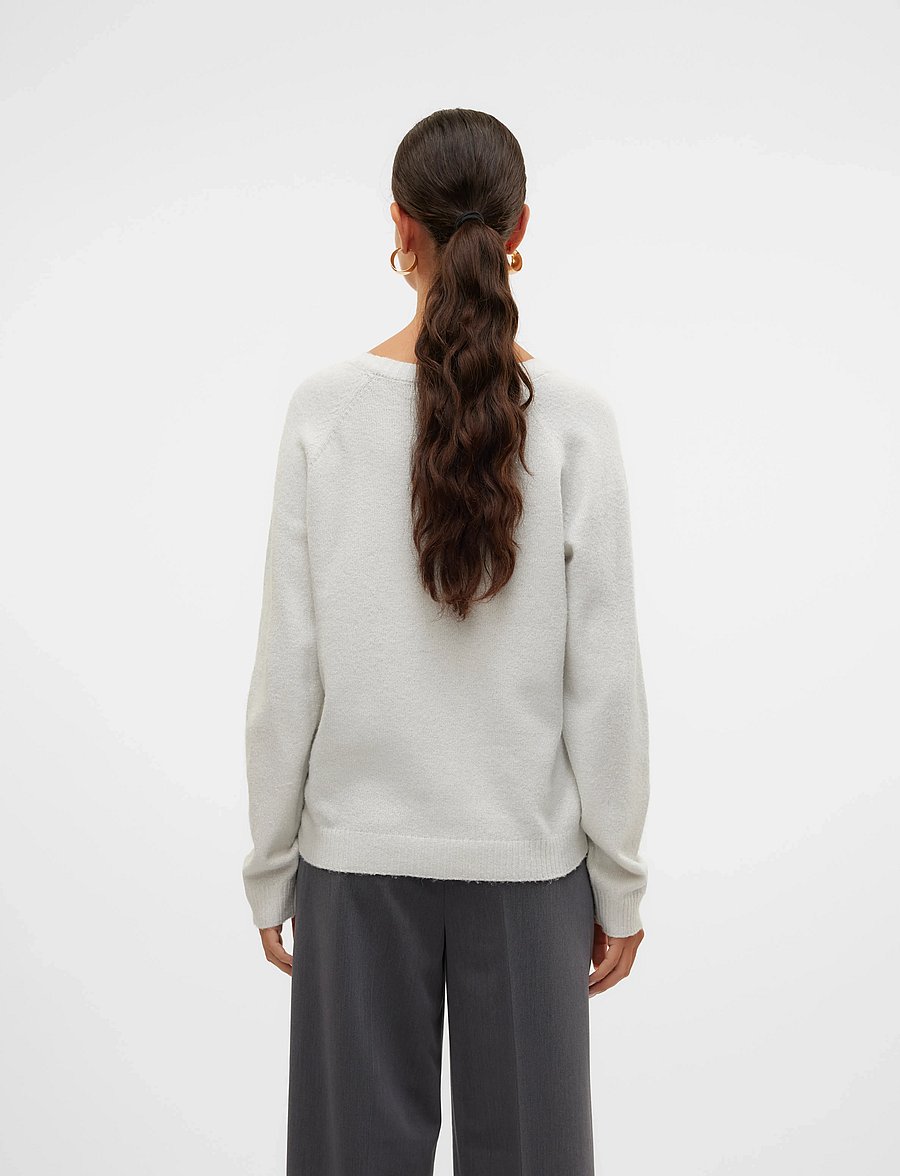 Vero Moda - VMDOFFYSHINE LS O-NECK BLOUSE REP NOOS - stickade tröjor - snow white - 3