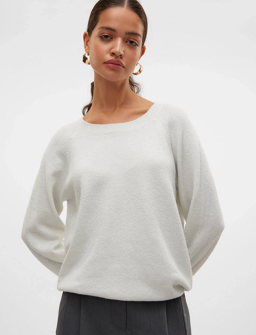 Vero Moda - VMDOFFYSHINE LS O-NECK BLOUSE REP NOOS - stickade tröjor - snow white - 5