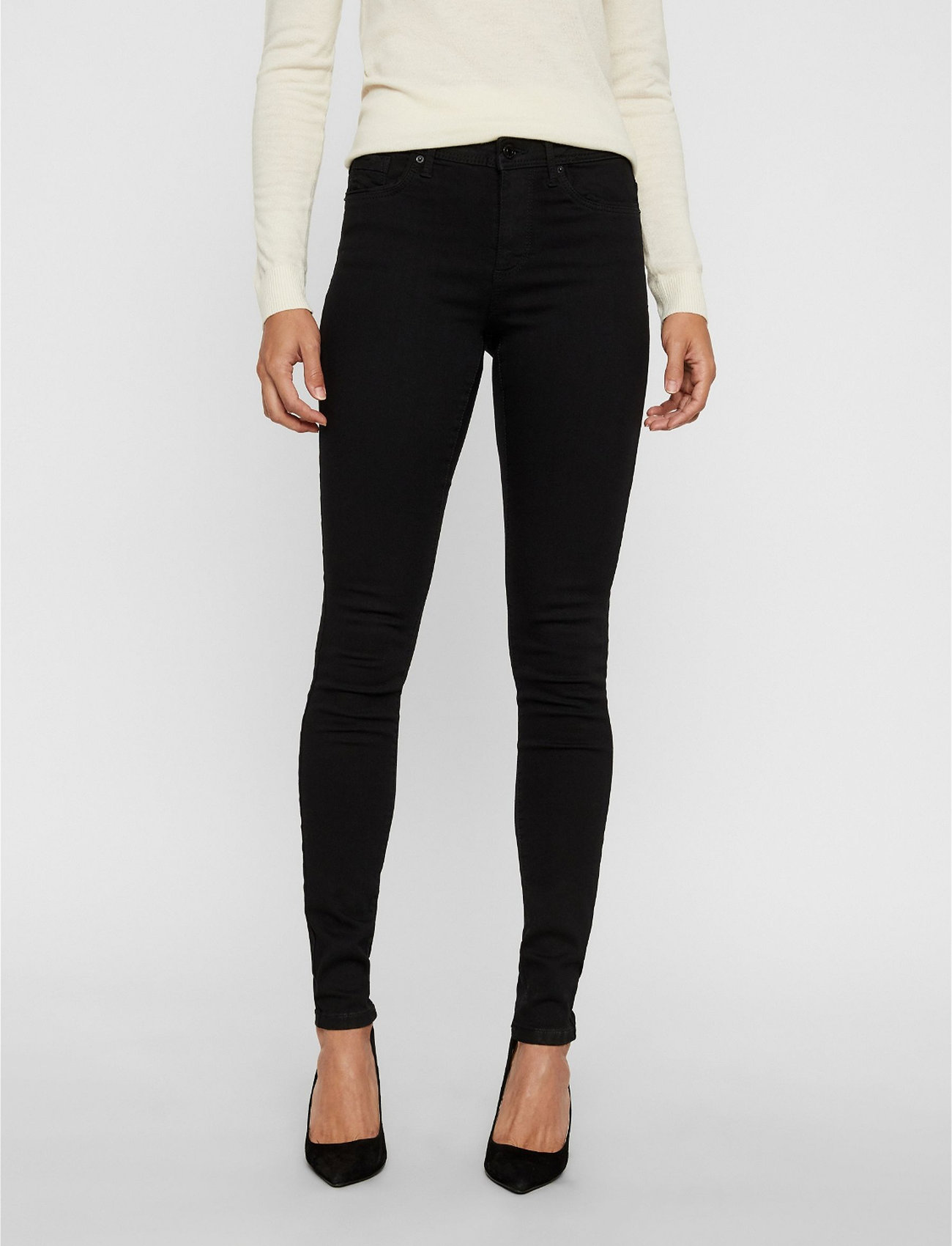 Vero Moda - VMTANYA MR S PIPING JEANS VI120 GA NOOS - skinny jeans - black - 0