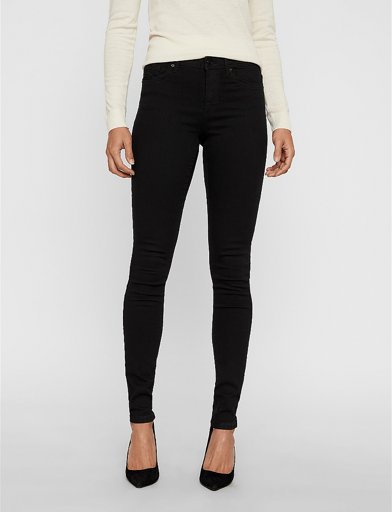 Vero Moda - VMTANYA MR S PIPING JEANS VI120 GA NOOS - skinny jeans - black - 0