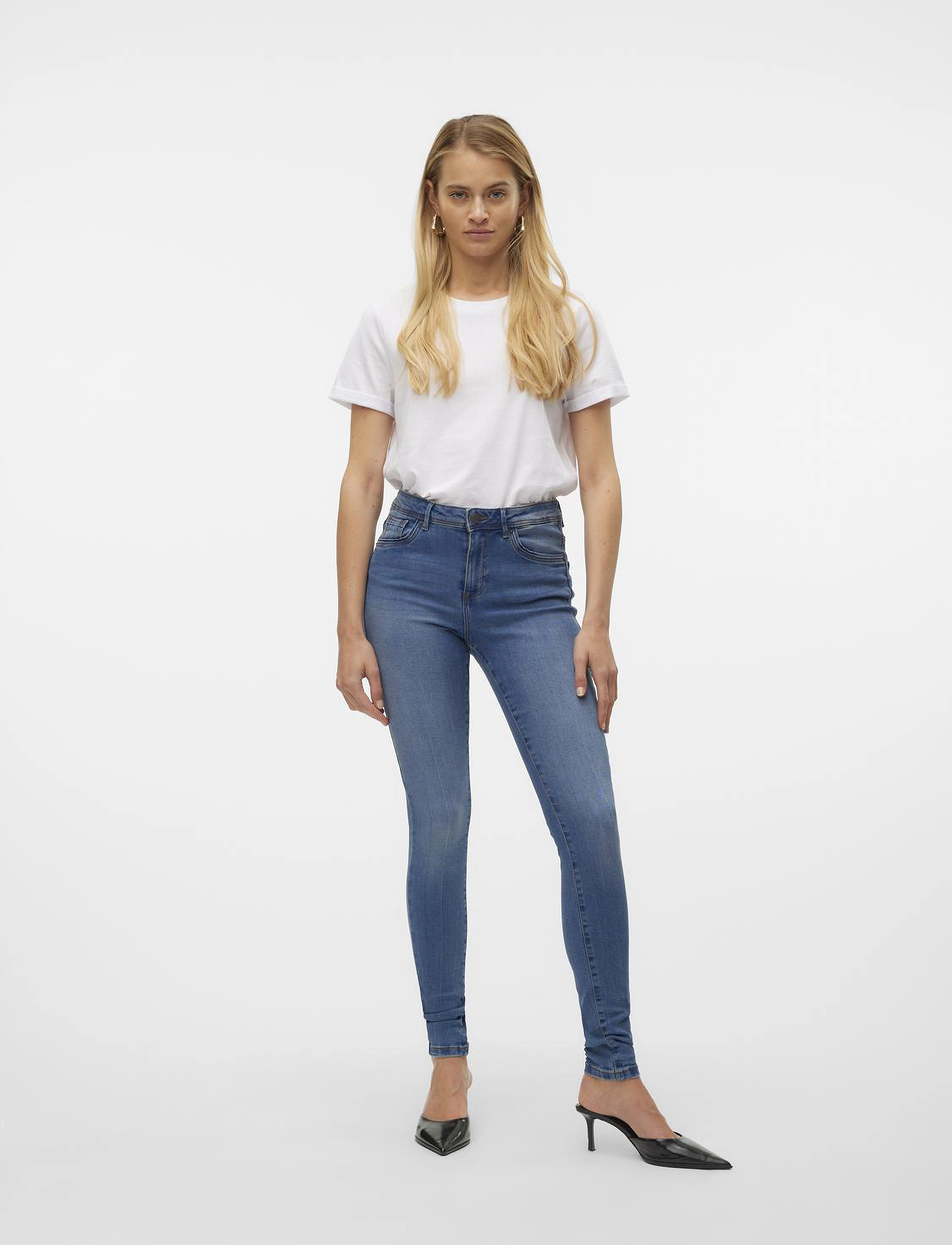 Vero Moda - VMTANYA MR S PIPING JEANS VI349 GA NOOS - dżinsy skinny fit - medium blue denim - 4