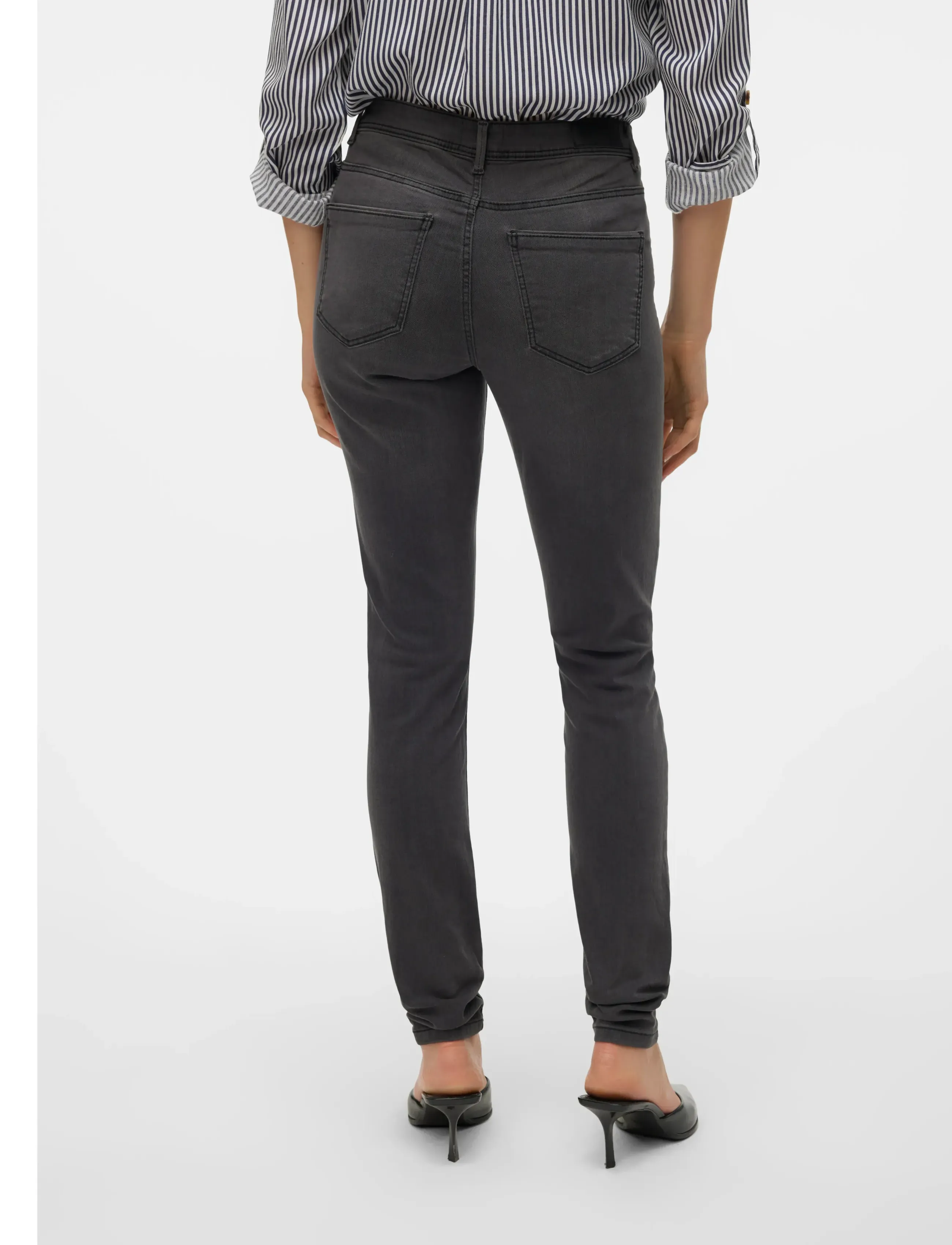 Vero Moda - VMTANYA MR S PIPING JEANS VI207 GA NOOS - jeans skinny - dark grey denim - 4