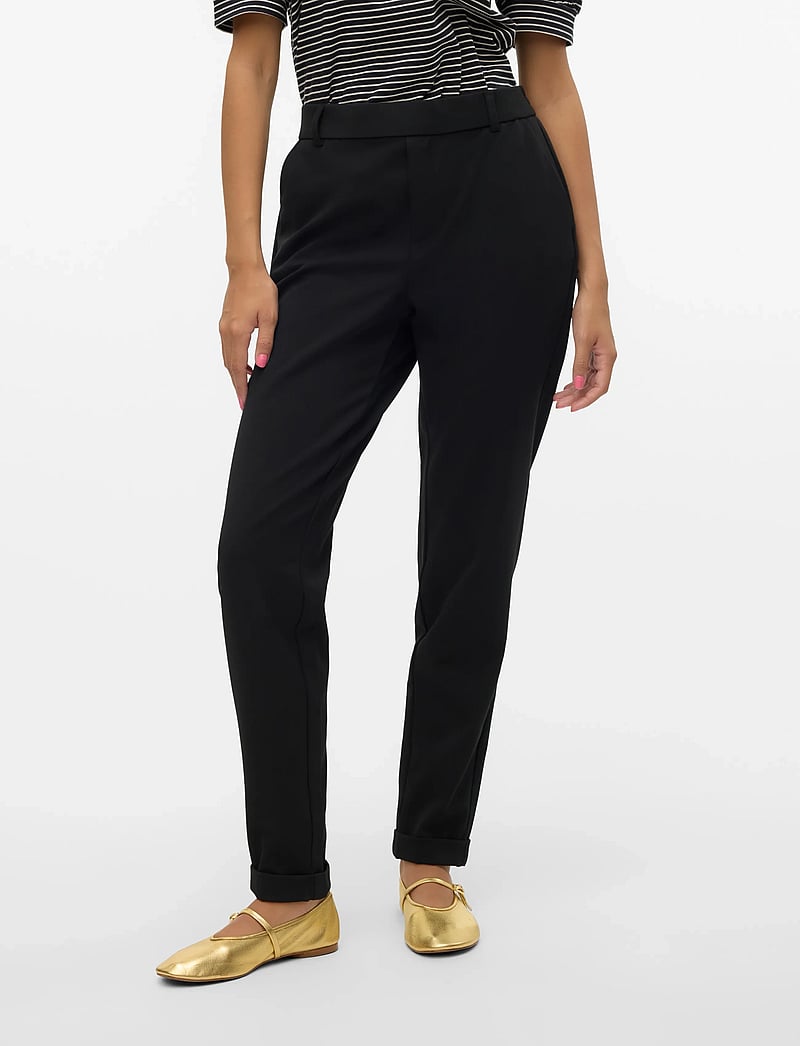 Vero Moda - VMMAYA MW LOOSE SOLID PANT NOOS - slim fit hosen - black - 0