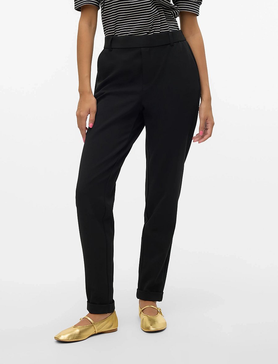Vero Moda - VMMAYA MW LOOSE SOLID PANT NOOS - slim fit spodnie - black - 0