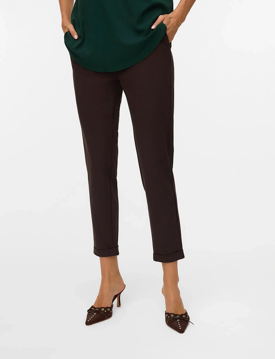 Vero Moda - VMMAYA MW LOOSE SOLID PANT NOOS - slim fit bukser - chocolate torte - 4