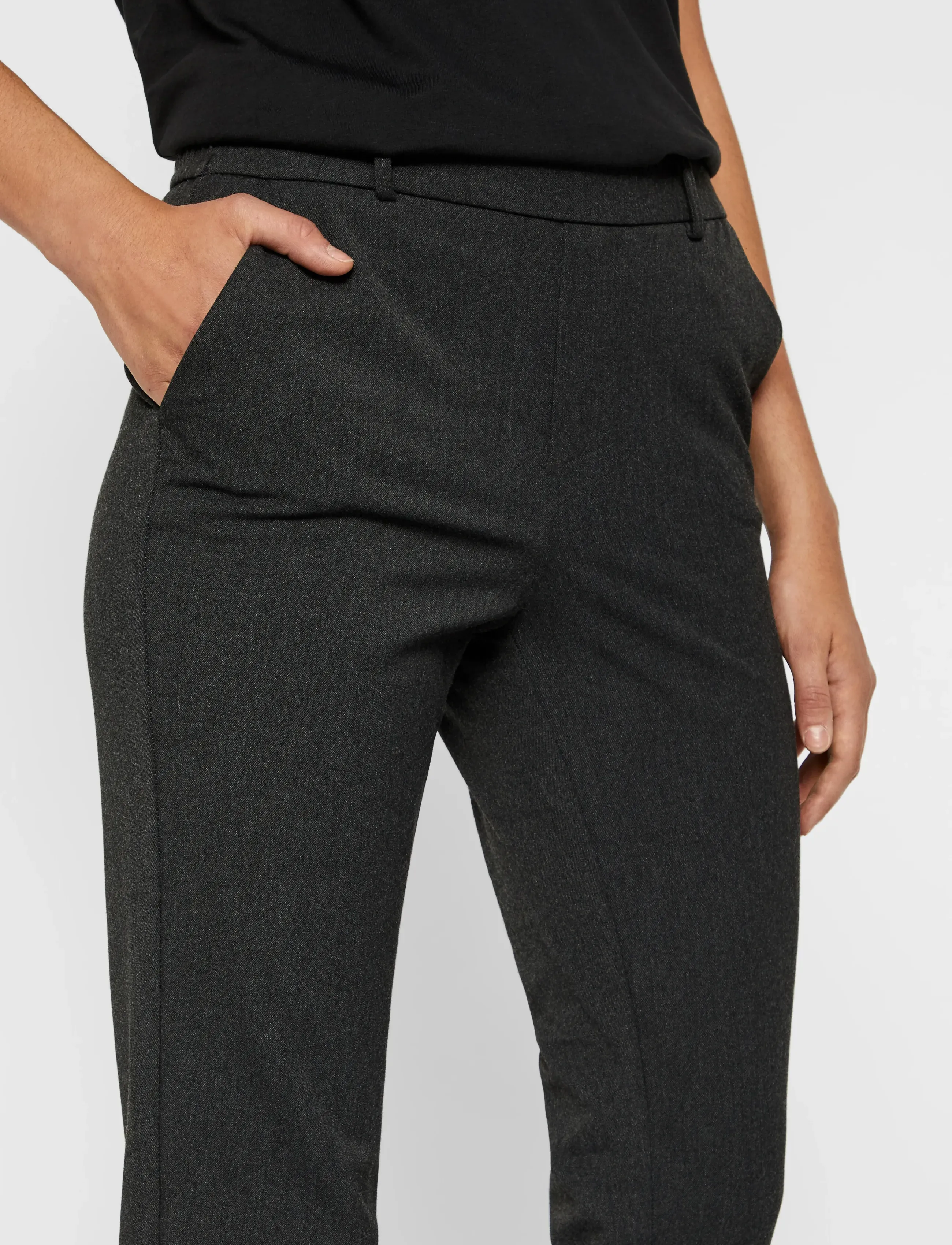 Vero Moda VMMAYA MW LOOSE SOLID PANT NOOS - Bukser - DARK GREY MELANGE / grey