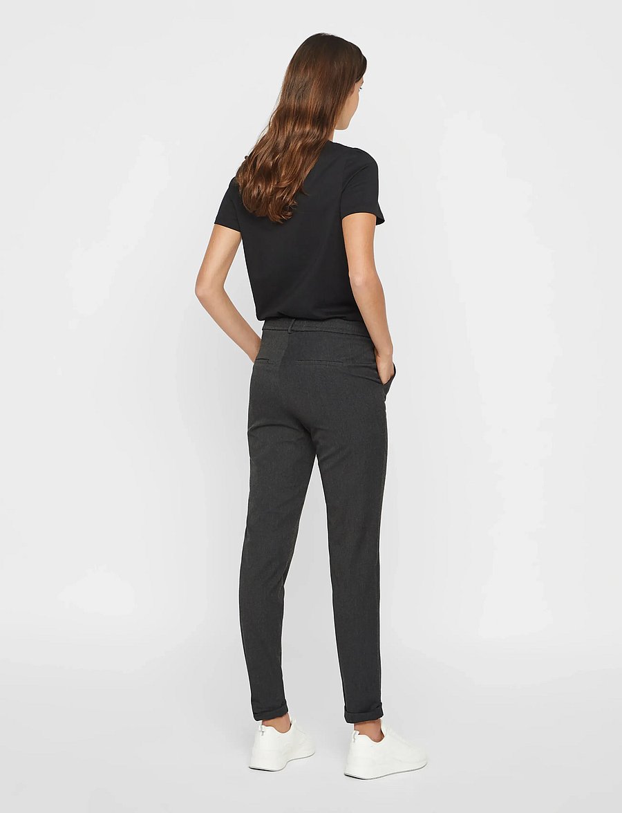 Vero Moda - VMMAYA MW LOOSE SOLID PANT NOOS - slim fit bukser - dark grey melange - 3