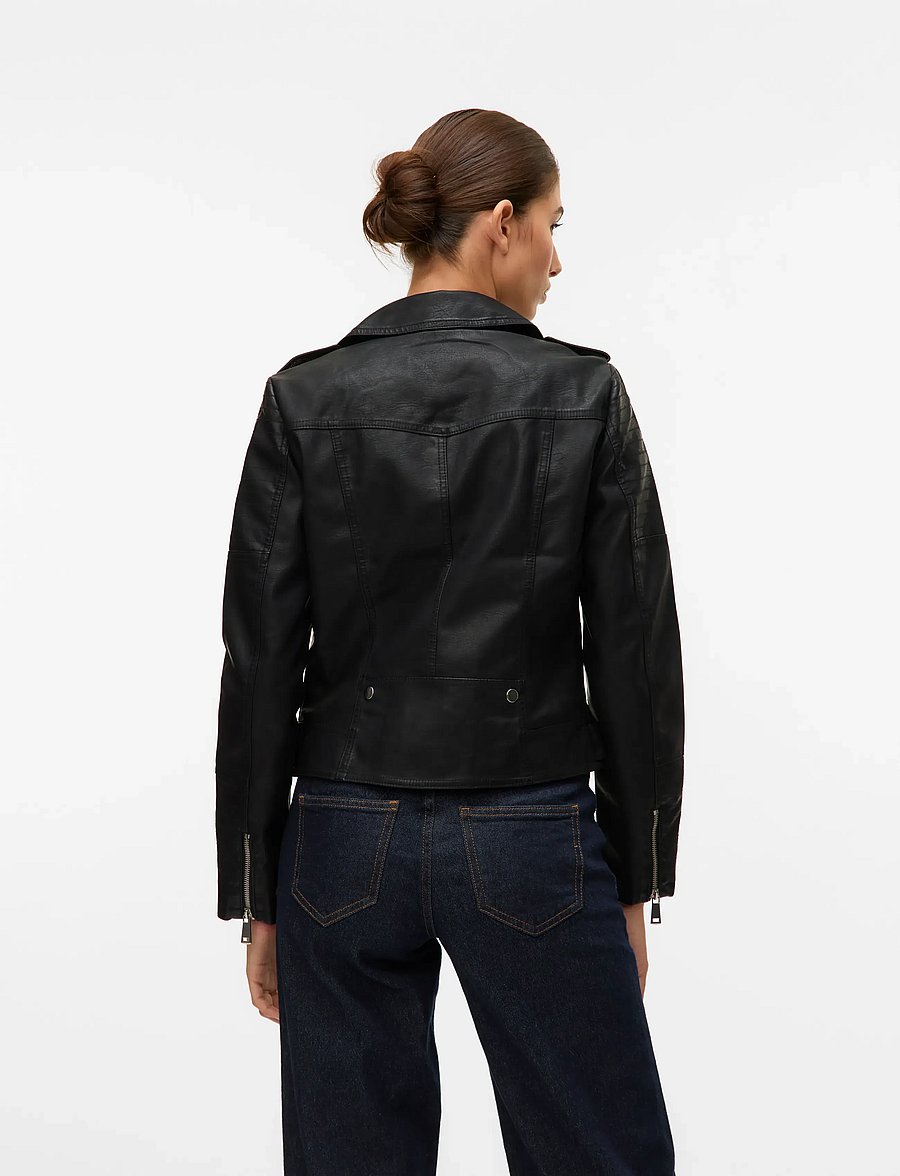 Vero Moda - VMKERRIULTRA SHORT COATED JACKET NOOS - lederjacken - black - 4