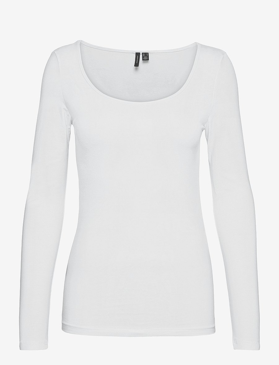 Vero Moda - VMMAXI MY LS SOFT UNECK NOOS - topi ar garām piedurknēm - bright white - 1