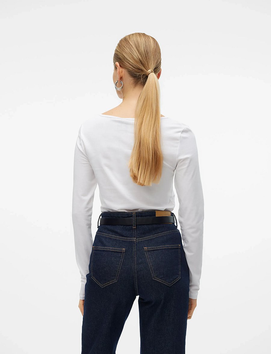 Vero Moda - VMMAXI MY LS SOFT UNECK NOOS - topi ar garām piedurknēm - bright white - 3