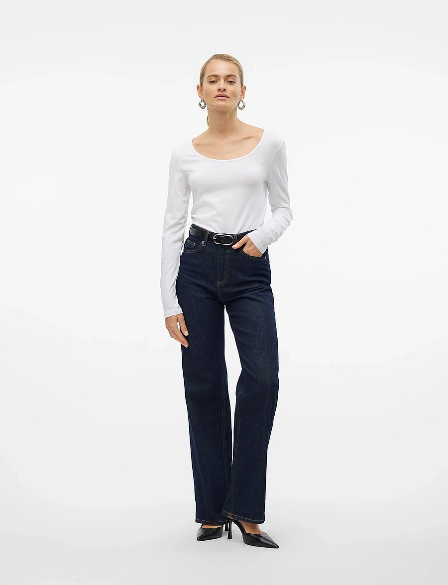 Vero Moda - VMMAXI MY LS SOFT UNECK NOOS - topi ar garām piedurknēm - bright white - 4