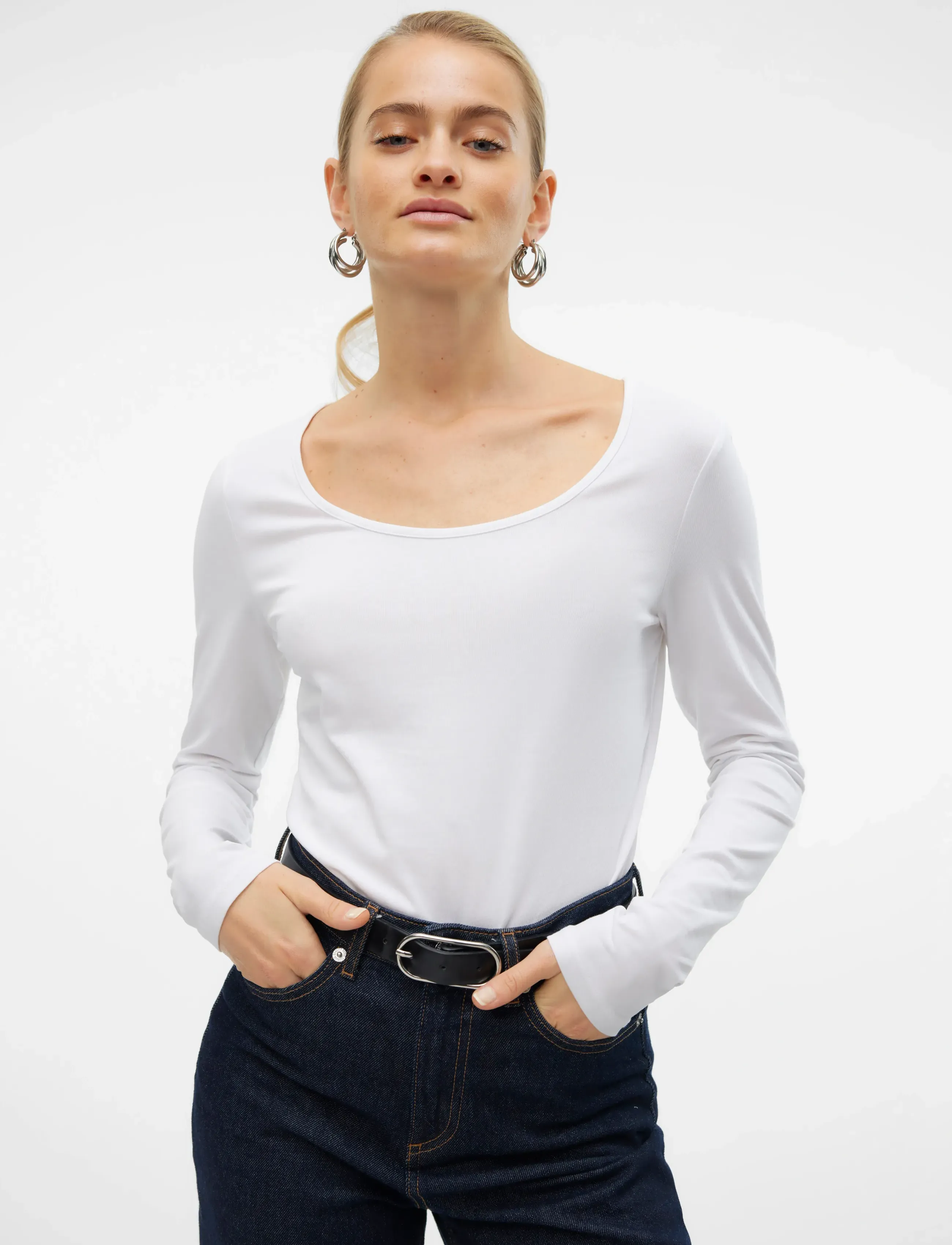 Vero Moda - VMMAXI MY LS SOFT UNECK NOOS - long-sleeved tops - bright white - 5