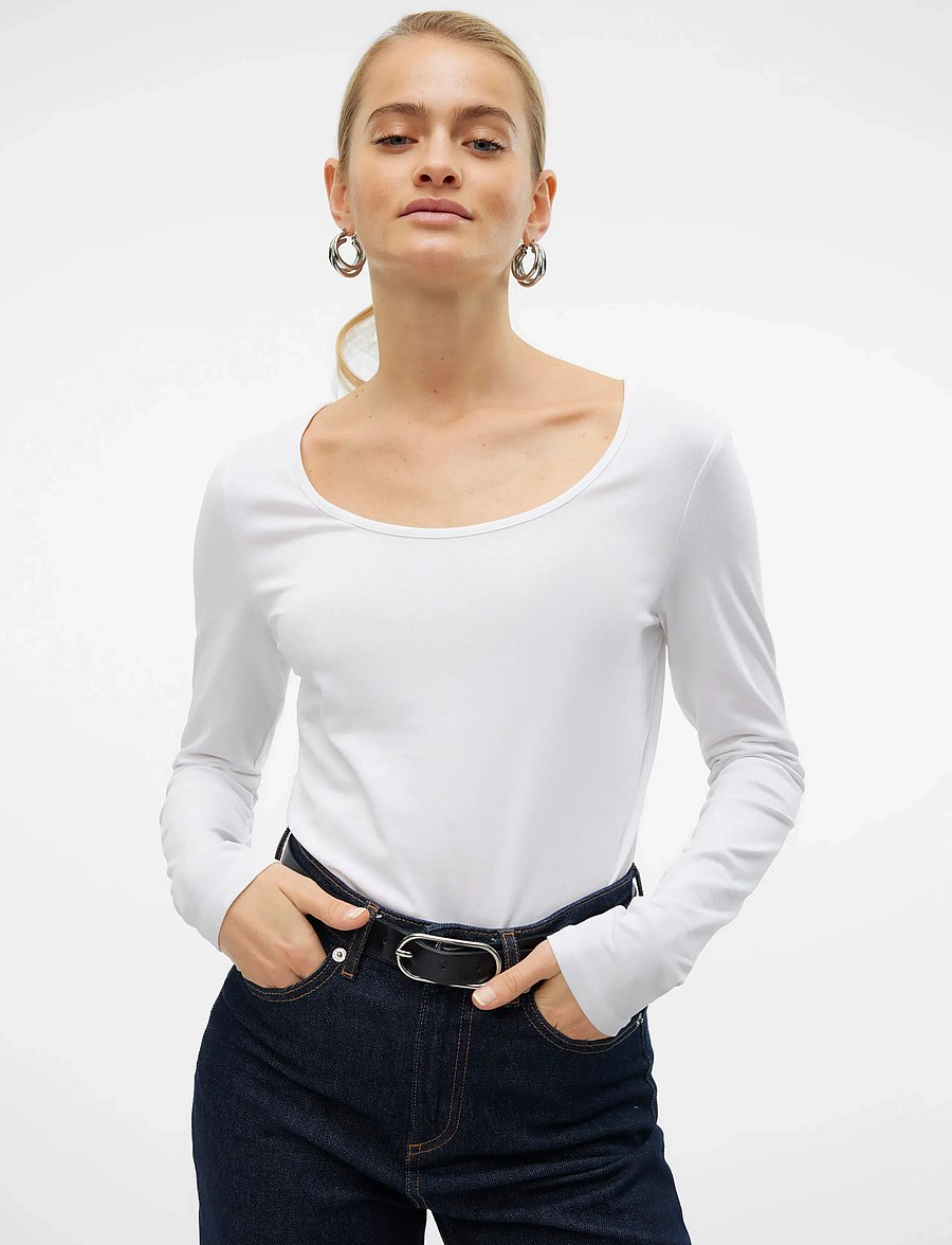 Vero Moda - VMMAXI MY LS SOFT UNECK NOOS - topi ar garām piedurknēm - bright white - 5