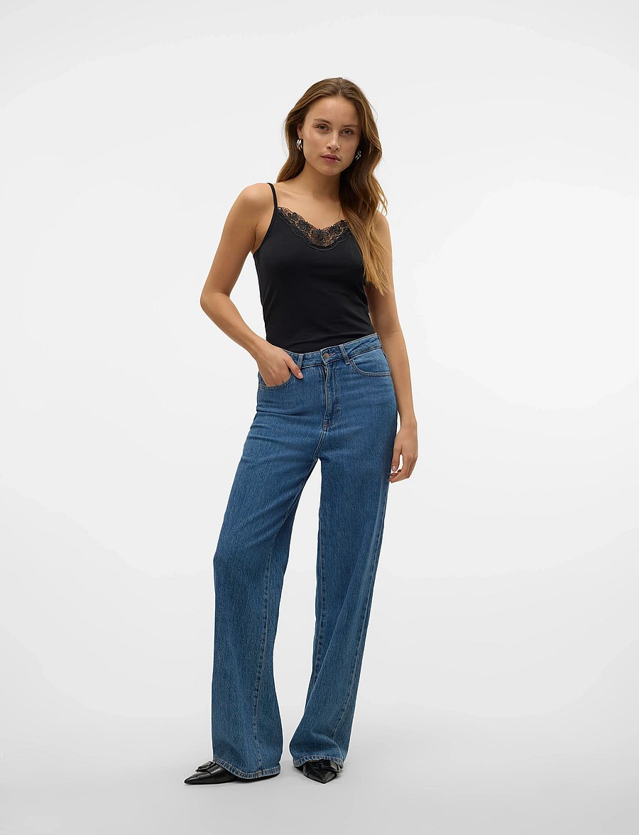 Vero Moda - VMINGE LACE SINGLET JRS NOOS - varrukateta topid - black - 5