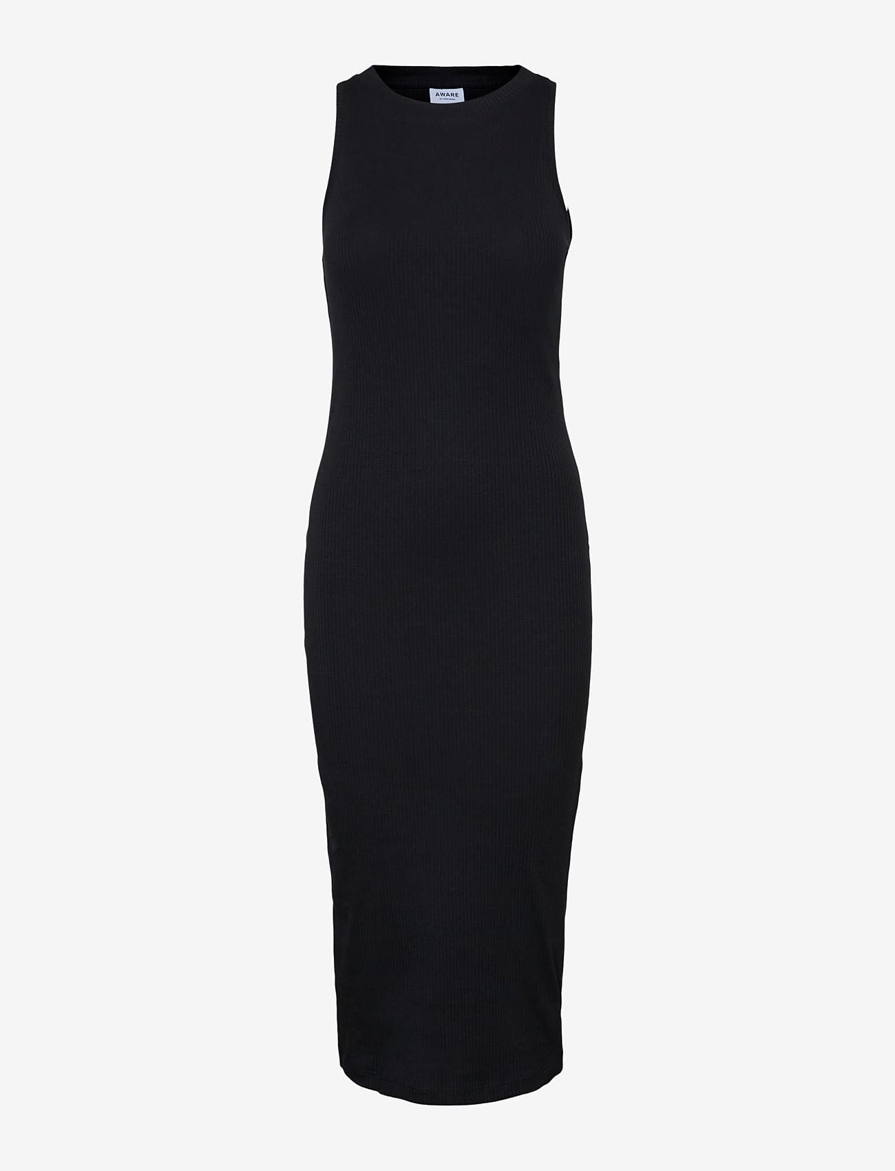 Vero Moda - VMLAVENDER SL O-NECK CALF DRESS VMA NOOS - alhaisimmat hinnat - black - 0